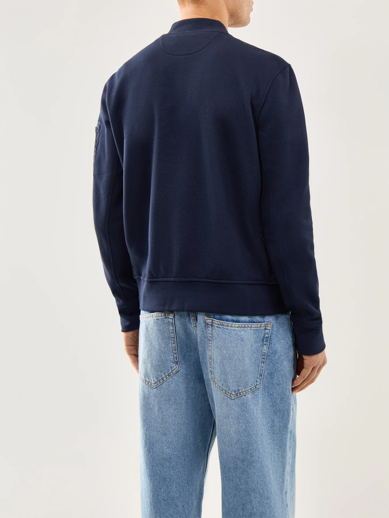 Double Knit Hybrid Baseball Sweatshirt Navy - Image 5