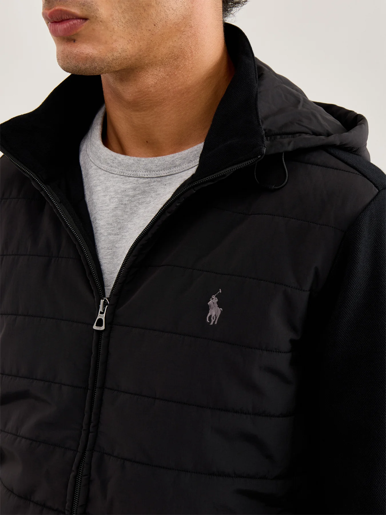 Double Knit Zip Hoodie Black - Image 3