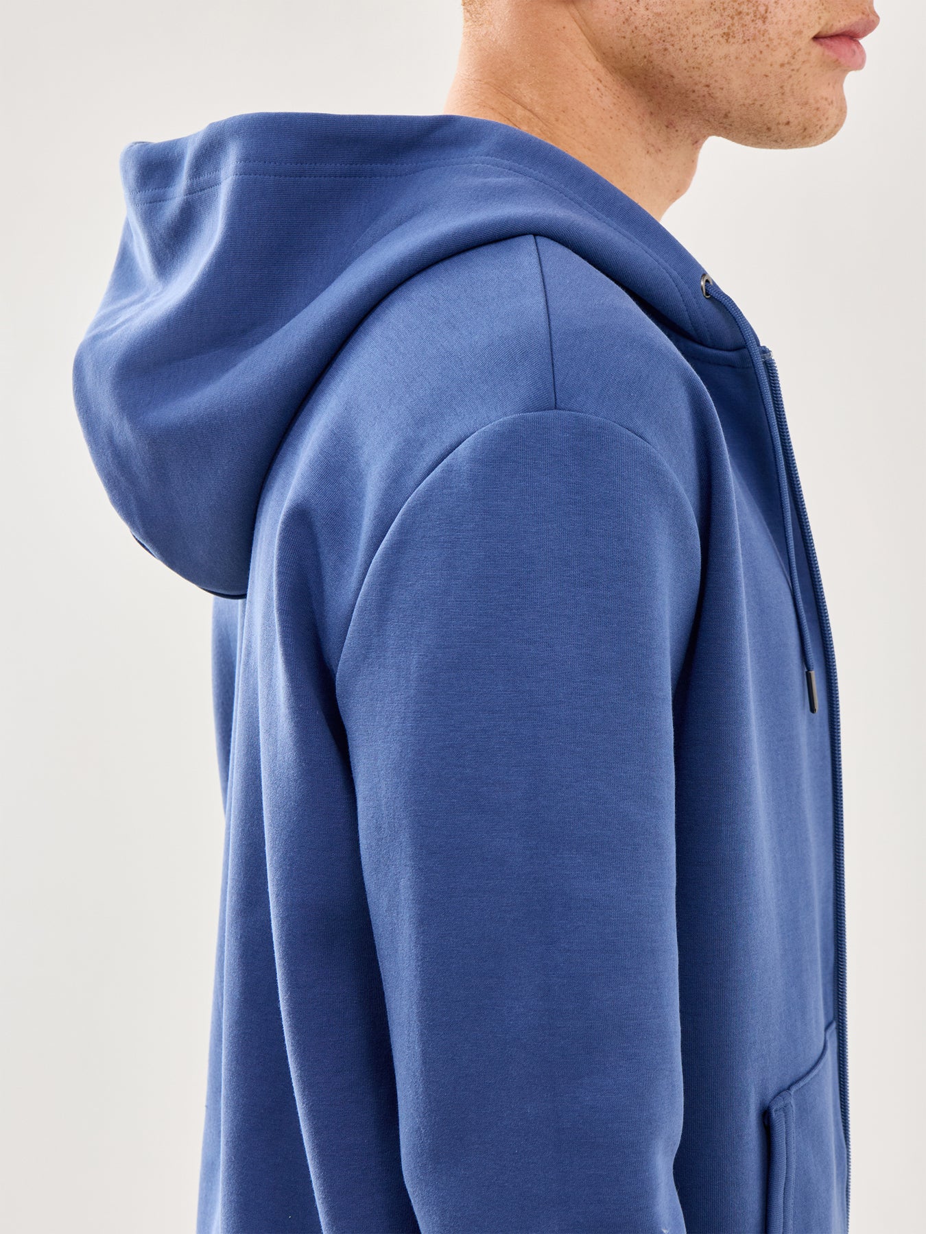 Double Knit Zip Up Hoodie Blue - Image 3