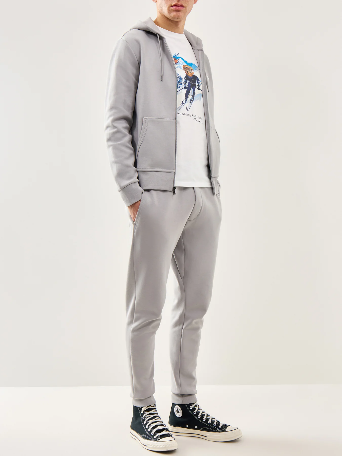 Double Knit Zip Up Hoodie Grey - Image 2