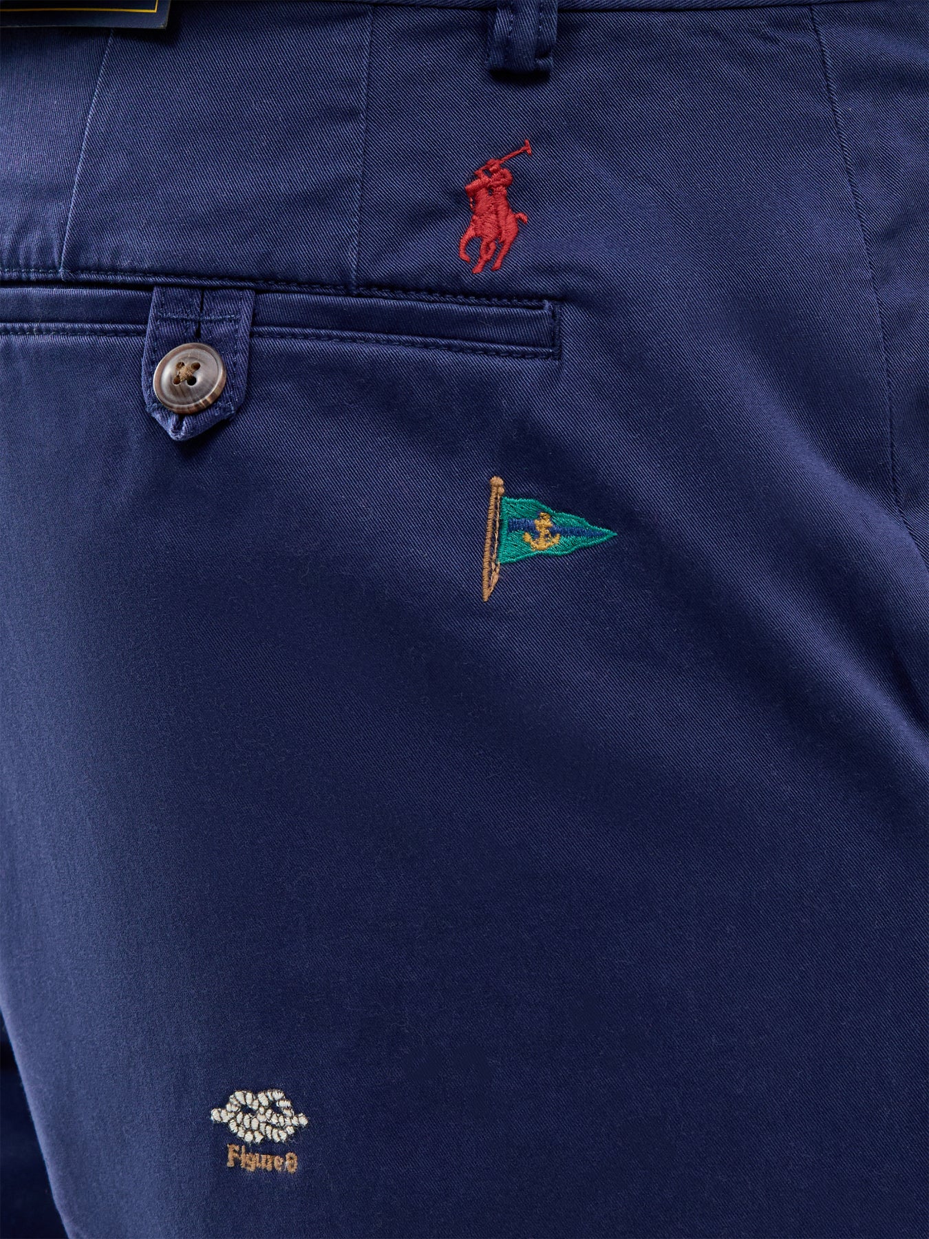 Embroidered Flag Shorts Navy - Image 3