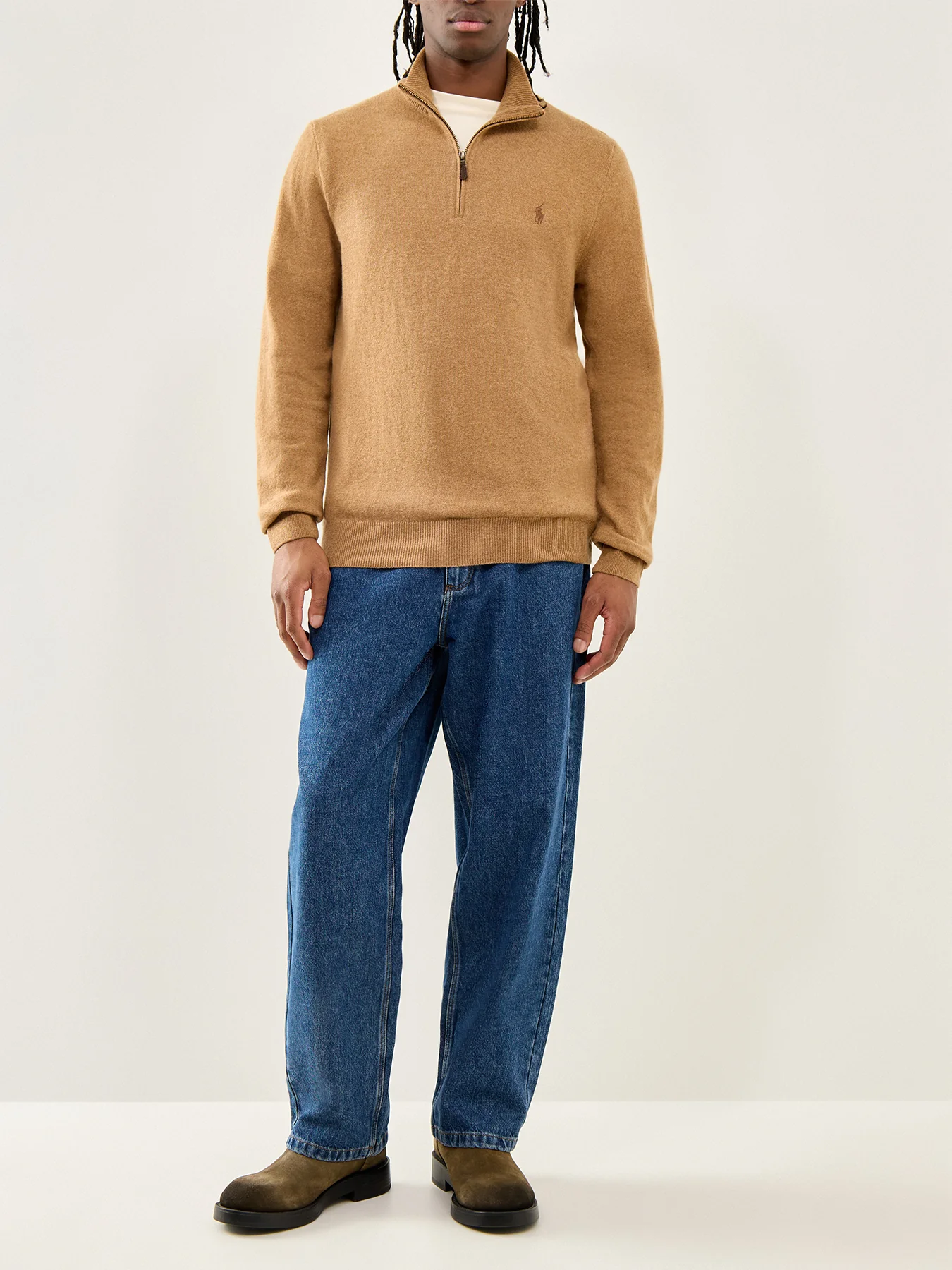 Half-Zip Merino Jumper Latte Brown - Image 2