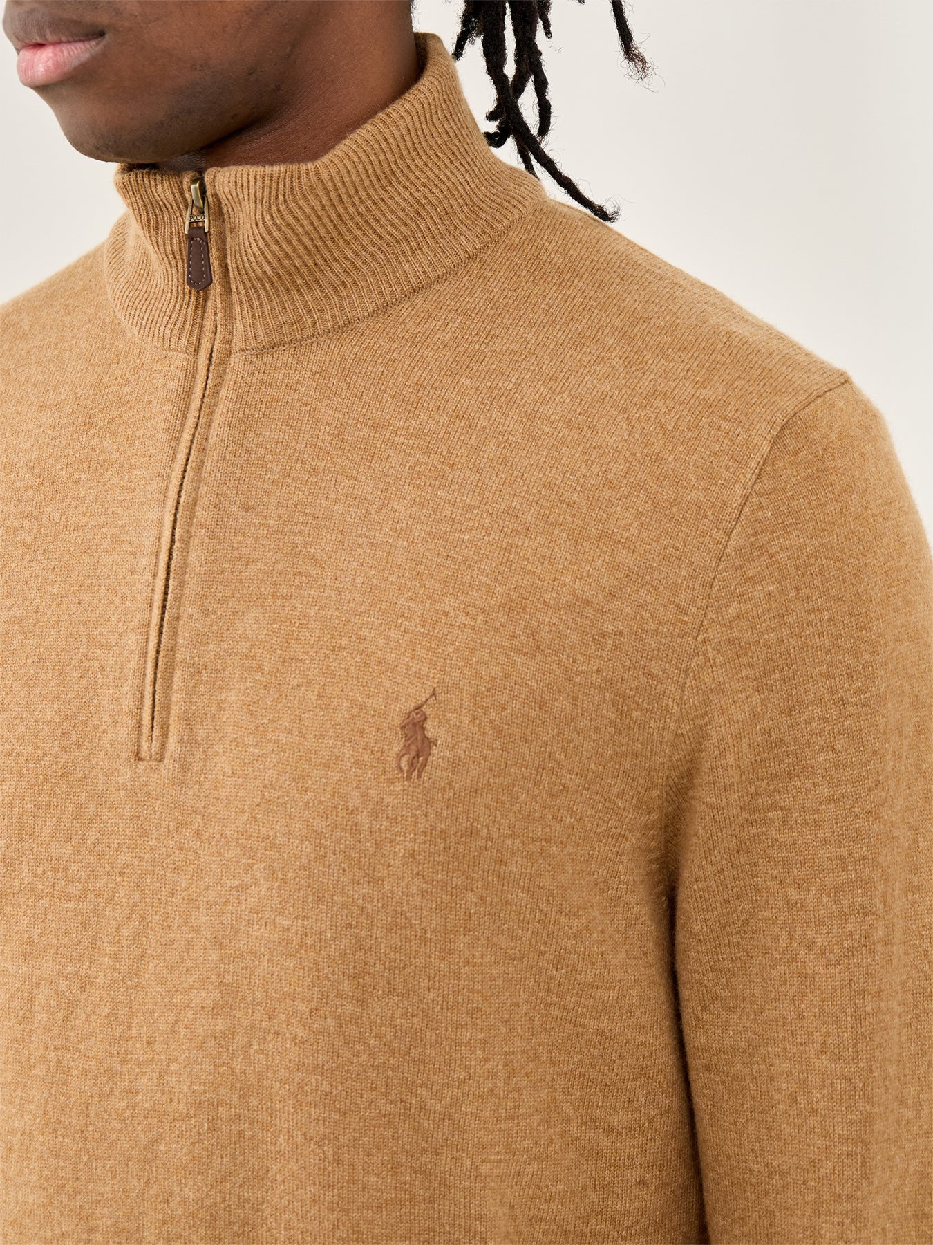 Half-Zip Merino Jumper Latte Brown - Image 3