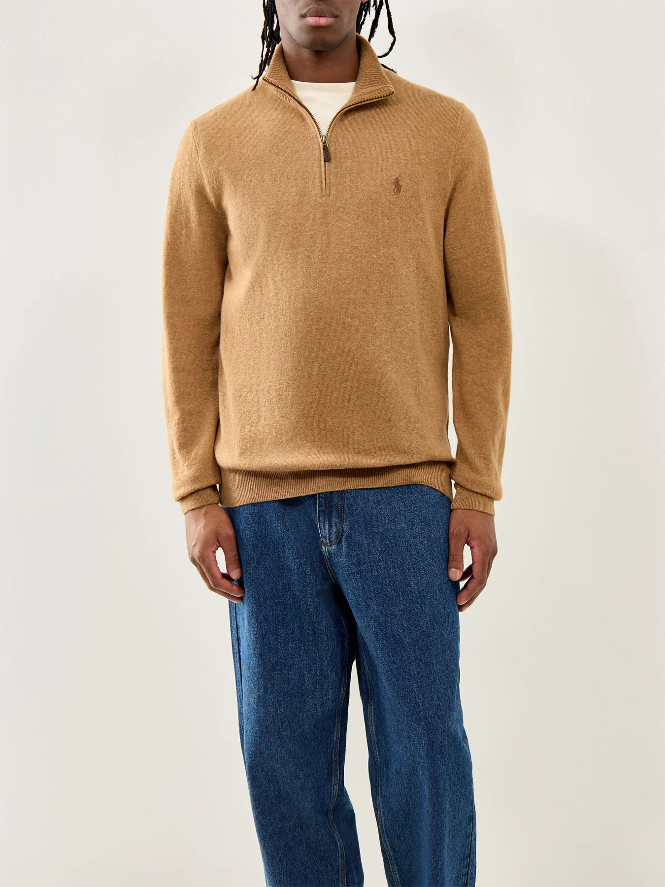 Half-Zip Merino Jumper Latte Brown - Image 4