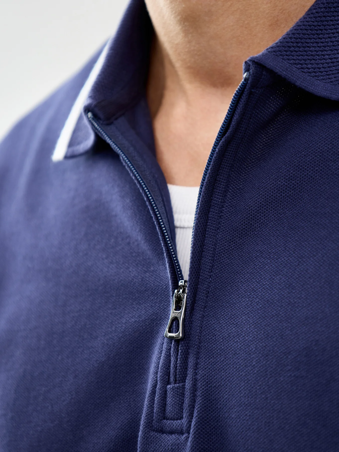 Half Zip Polo Shirt Navy - Image 3