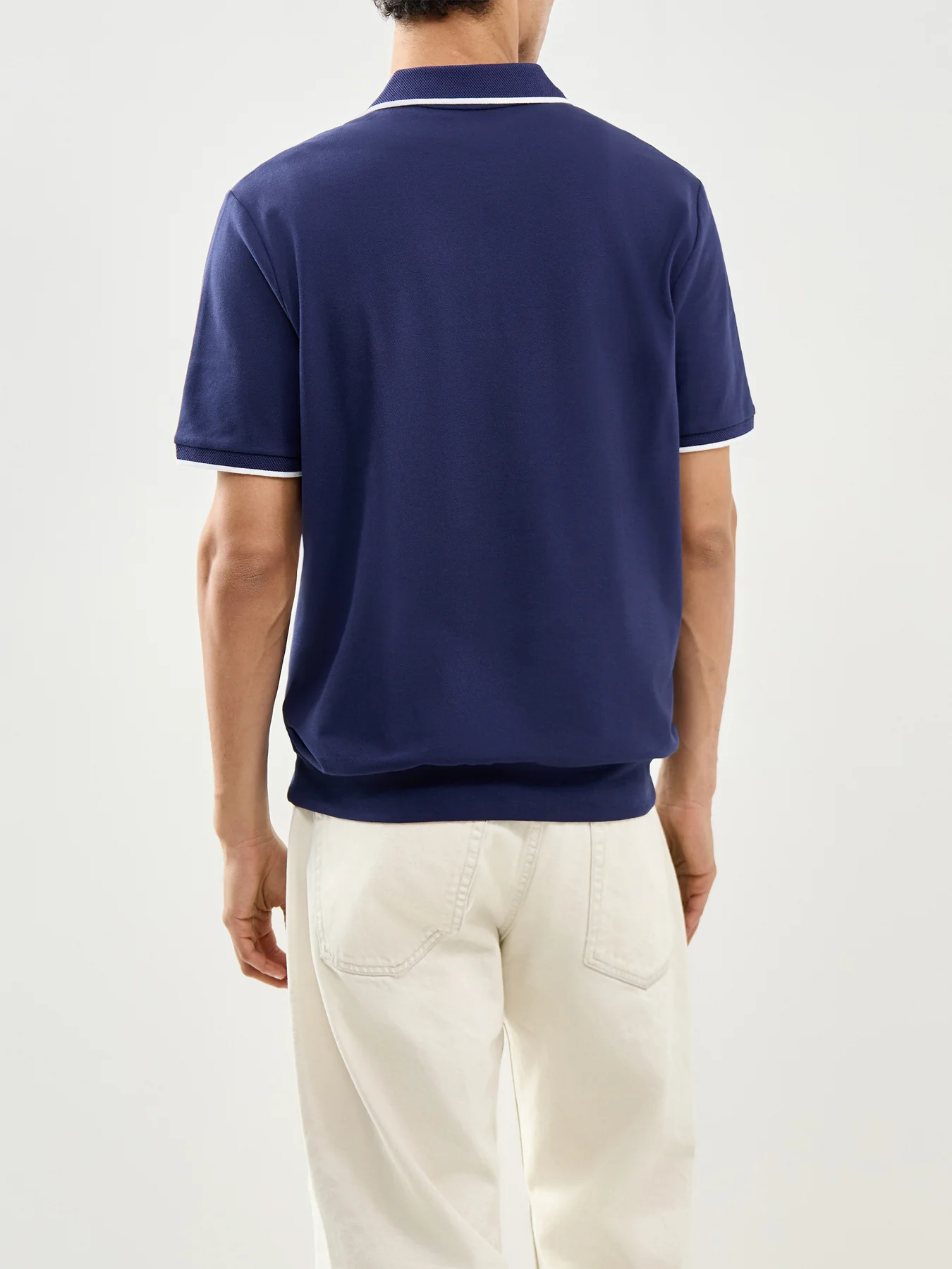 Half Zip Polo Shirt Navy - Image 5