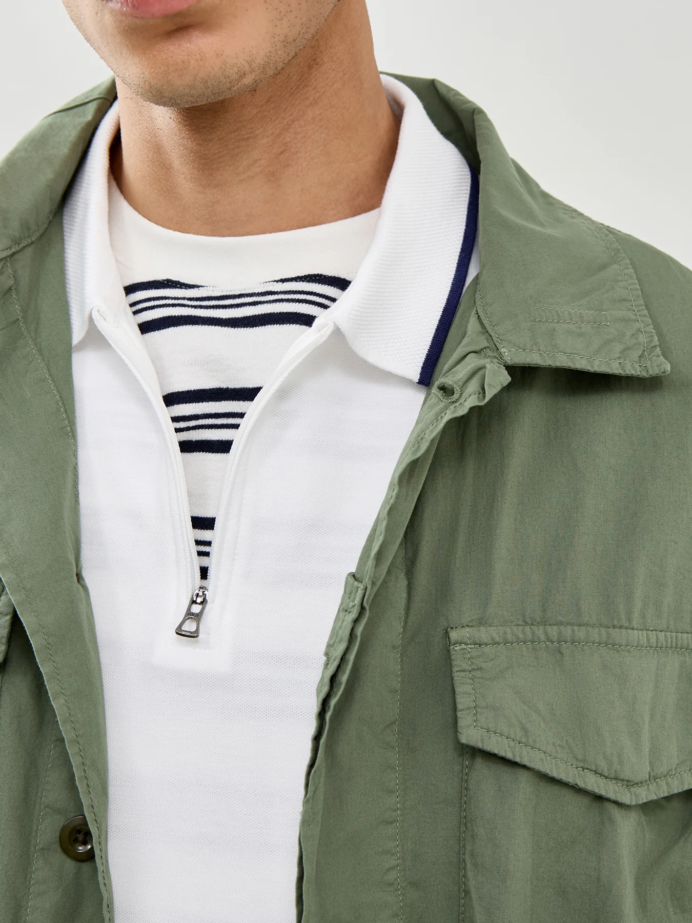 Half Zip Polo Shirt White - Image 3