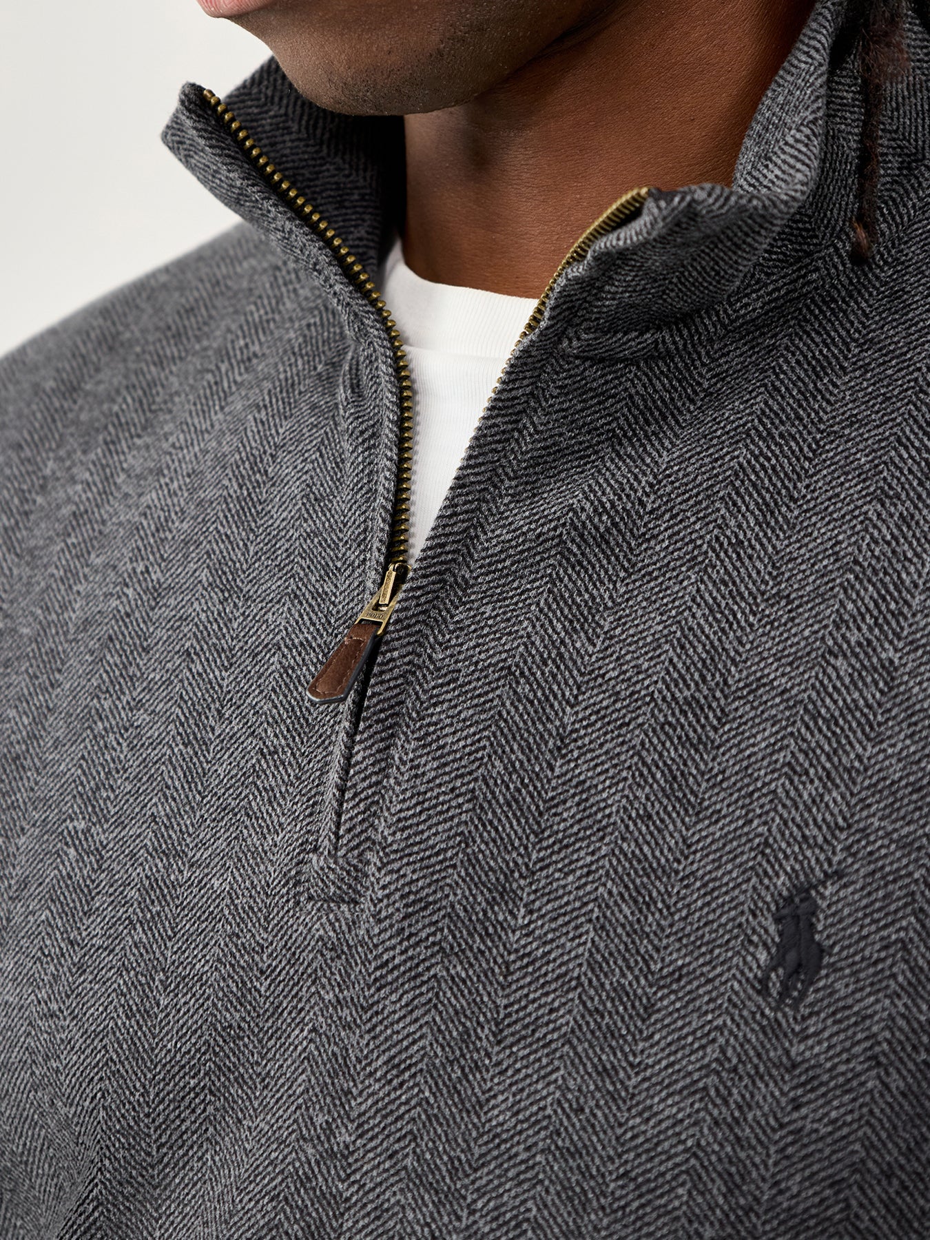 Herringbone Quarter-Zip Sweatshirt Grey - Image 3