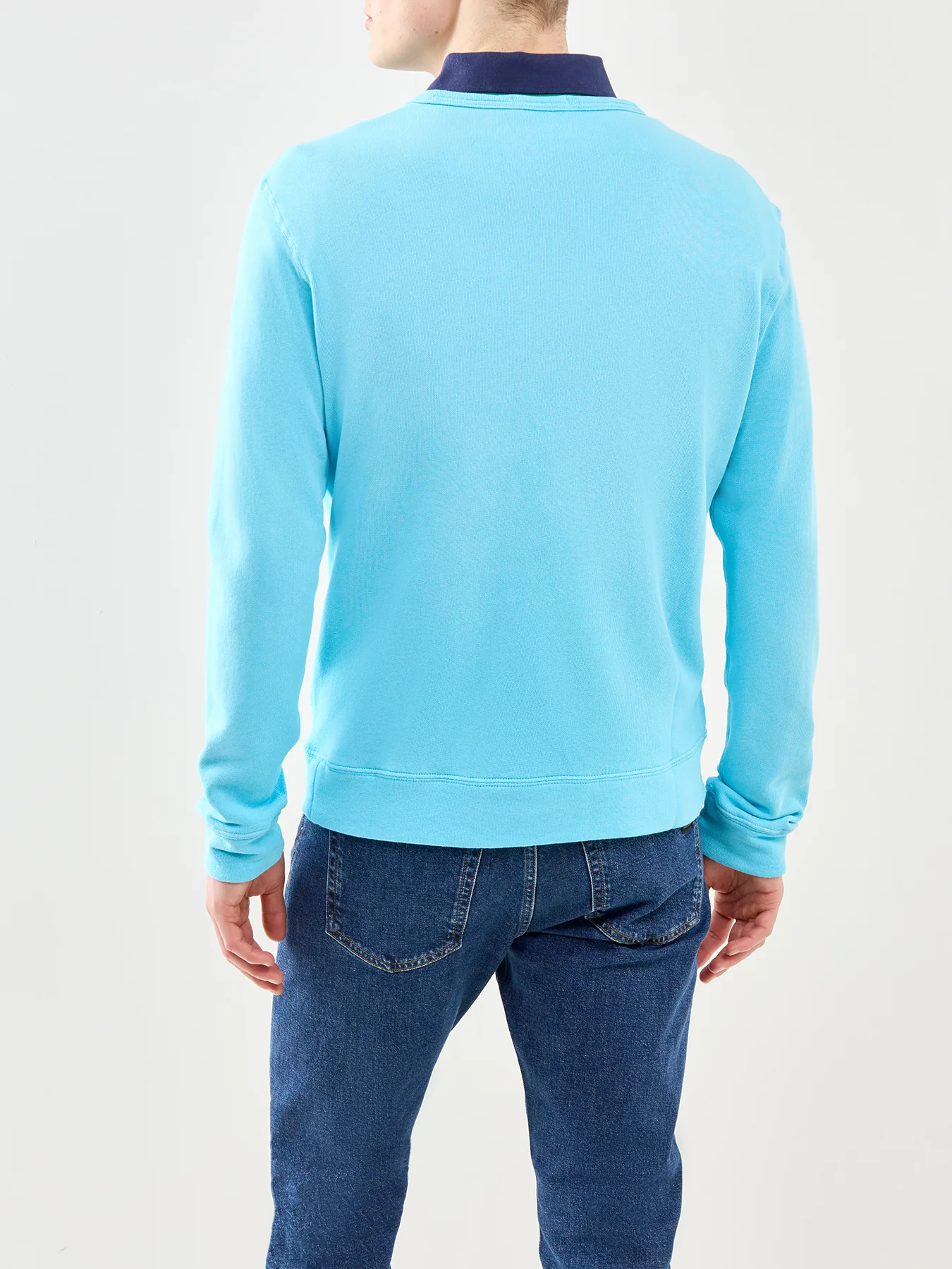 Terry Crew Neck Sweatshirt Blue - Image 5