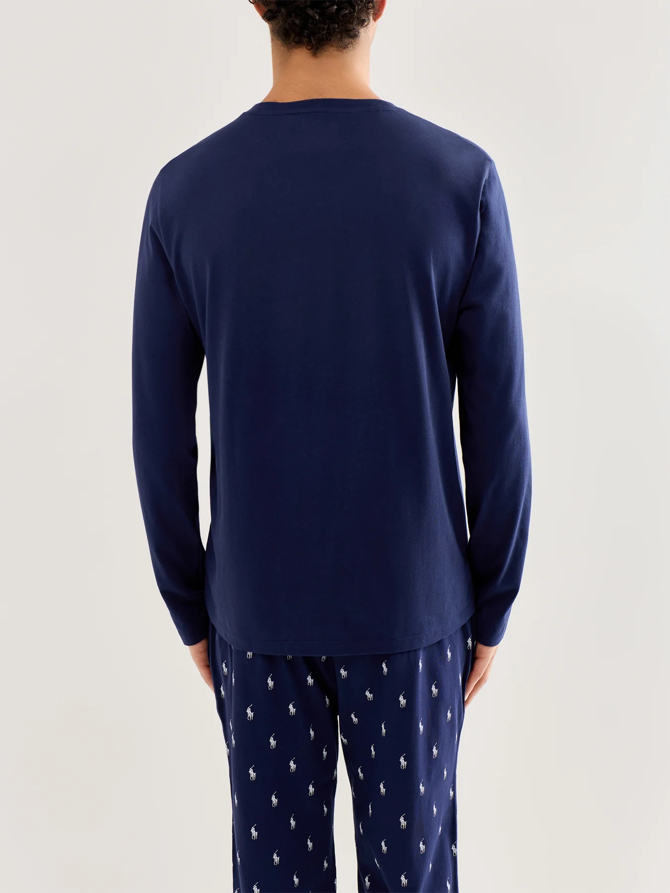 Long Sleeve Crew Sleep Top Navy - Image 3