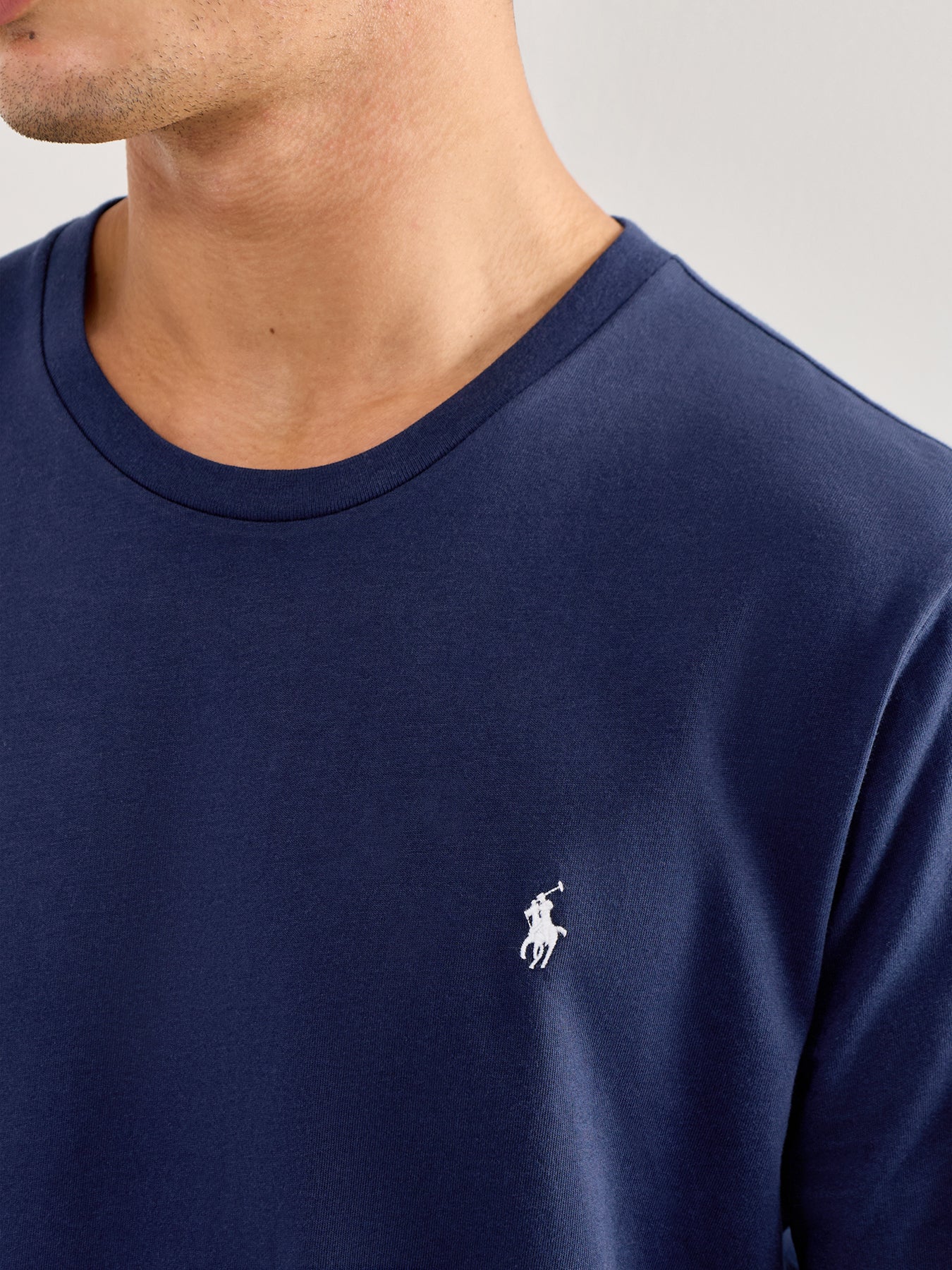 Long Sleeve Crew Sleep Top Navy - Image 4