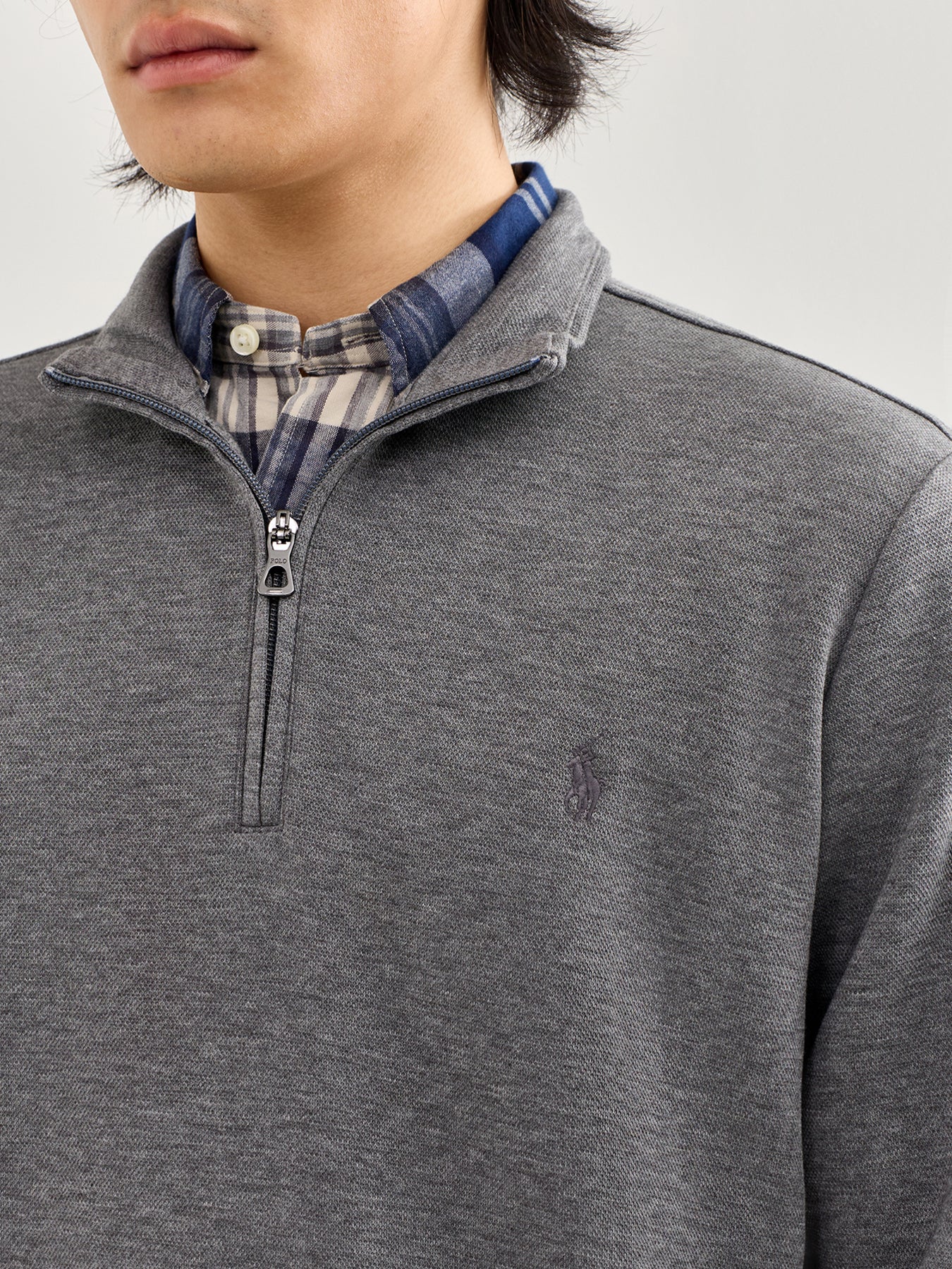 Lightweight Double Knit Quarter Zip Grey - Image 3