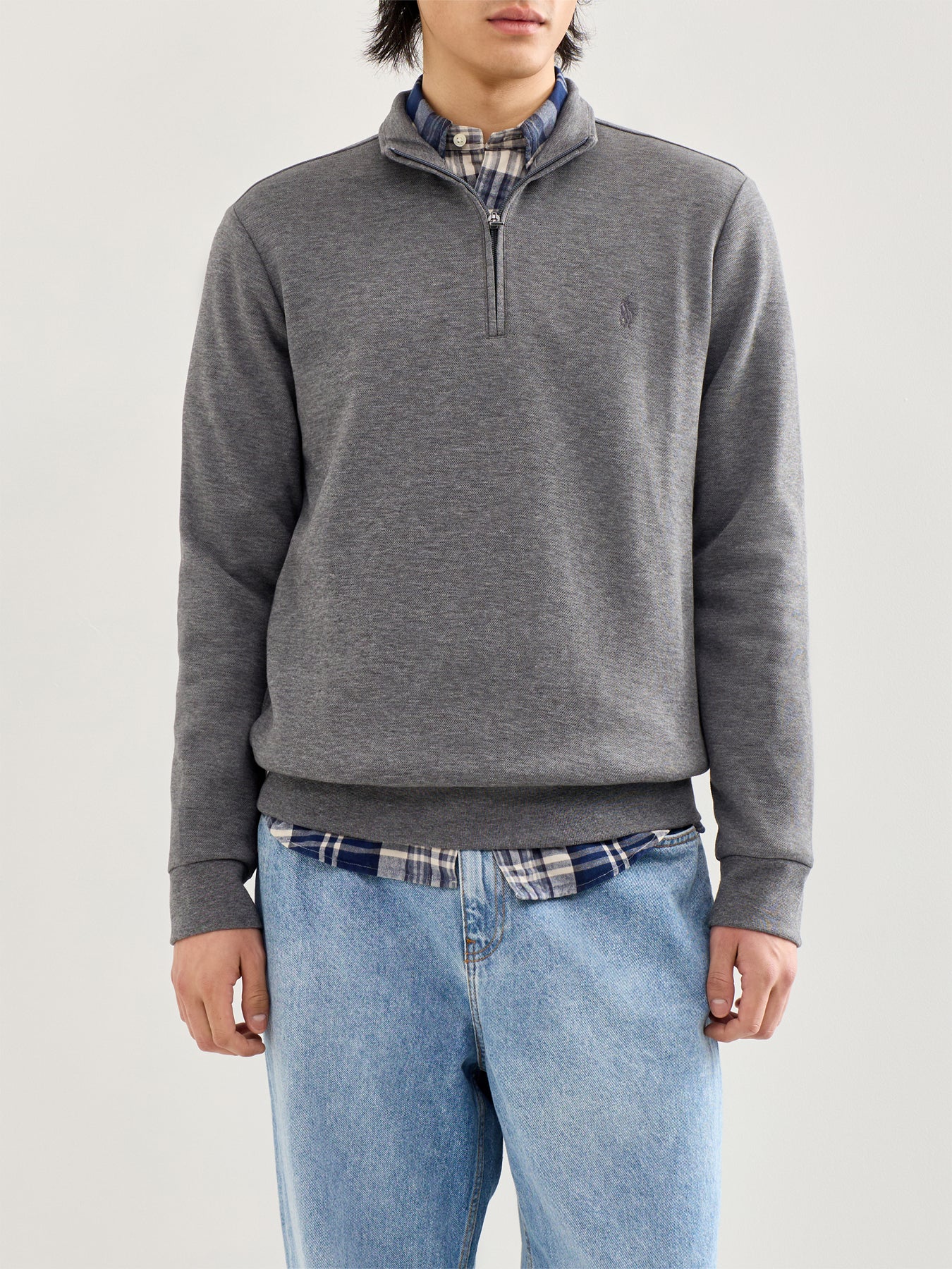 Lightweight Double Knit Quarter Zip Grey - Image 4