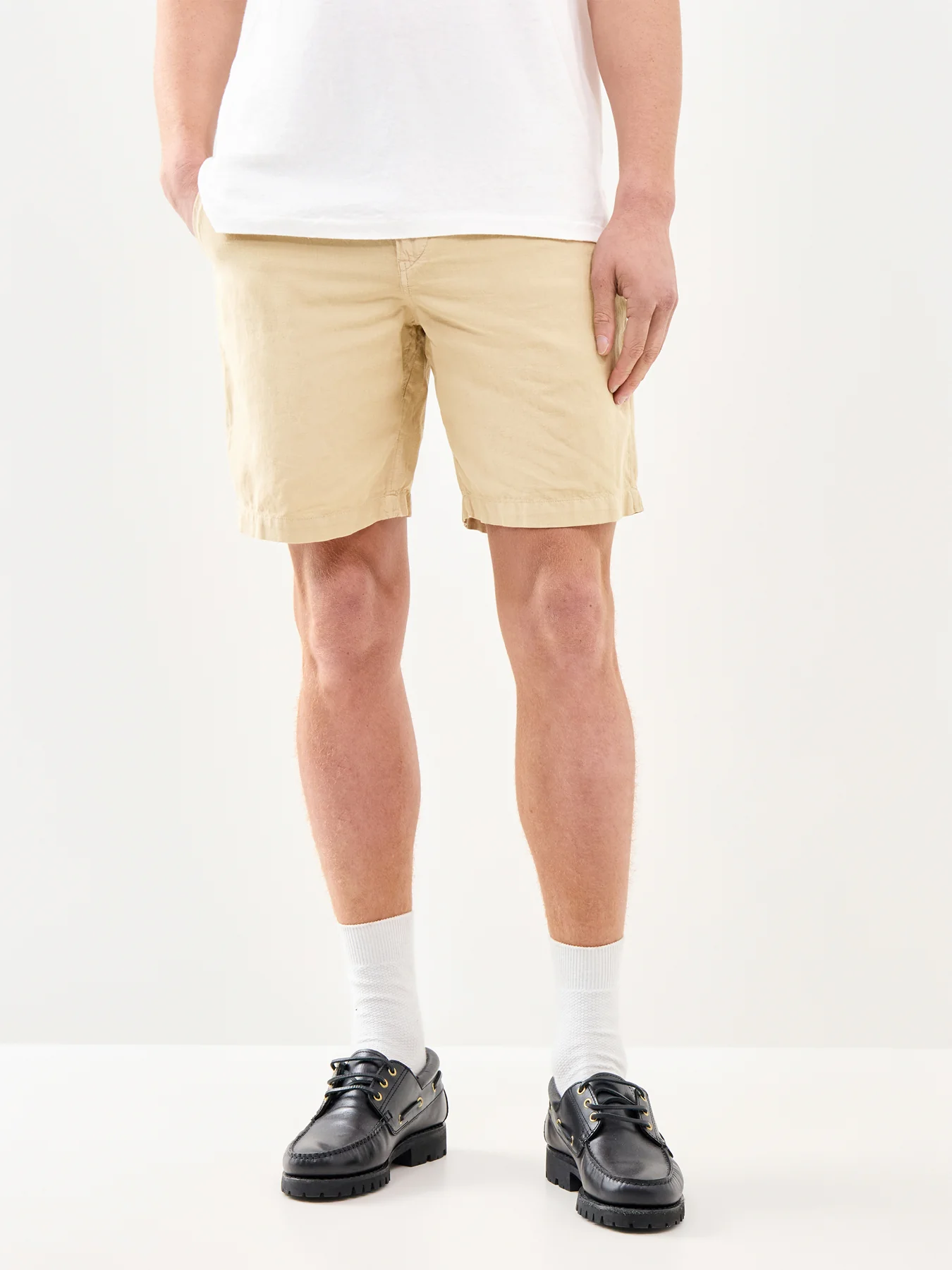 Linen Cotton Shorts Beige - Image 4