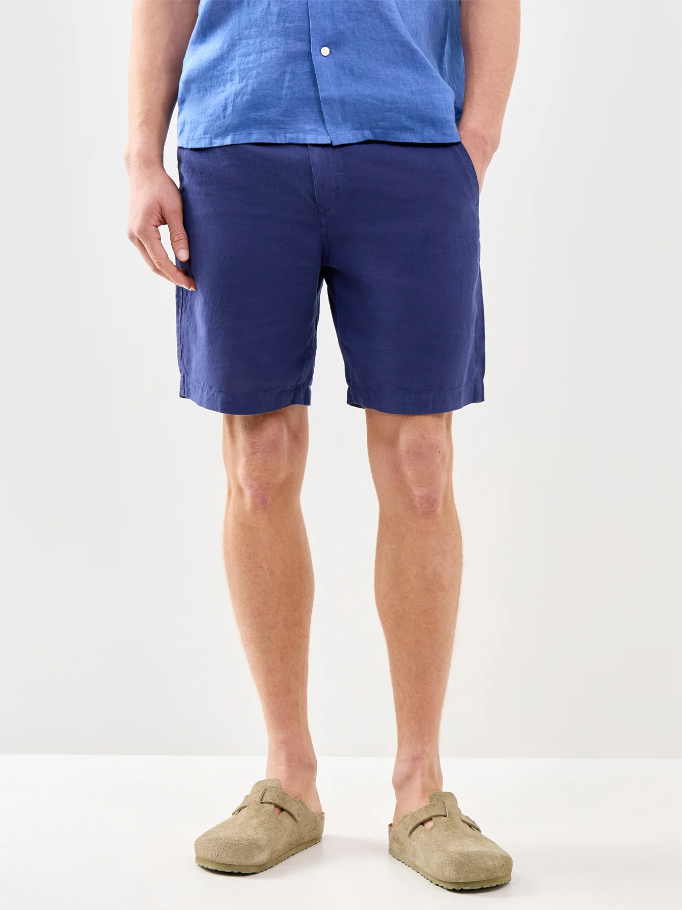 Linen Cotton Shorts Navy - Image 4