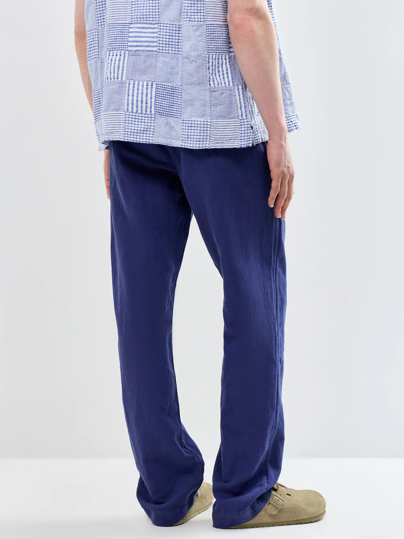 Linen Blend Trousers Navy - Image 5