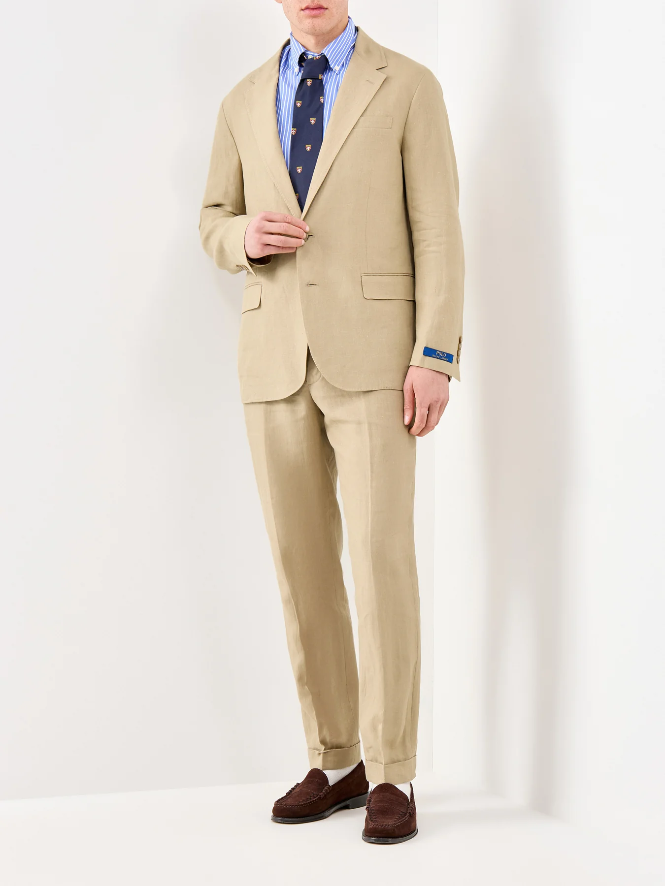 Linen Suit Jacket Beige - Image 2