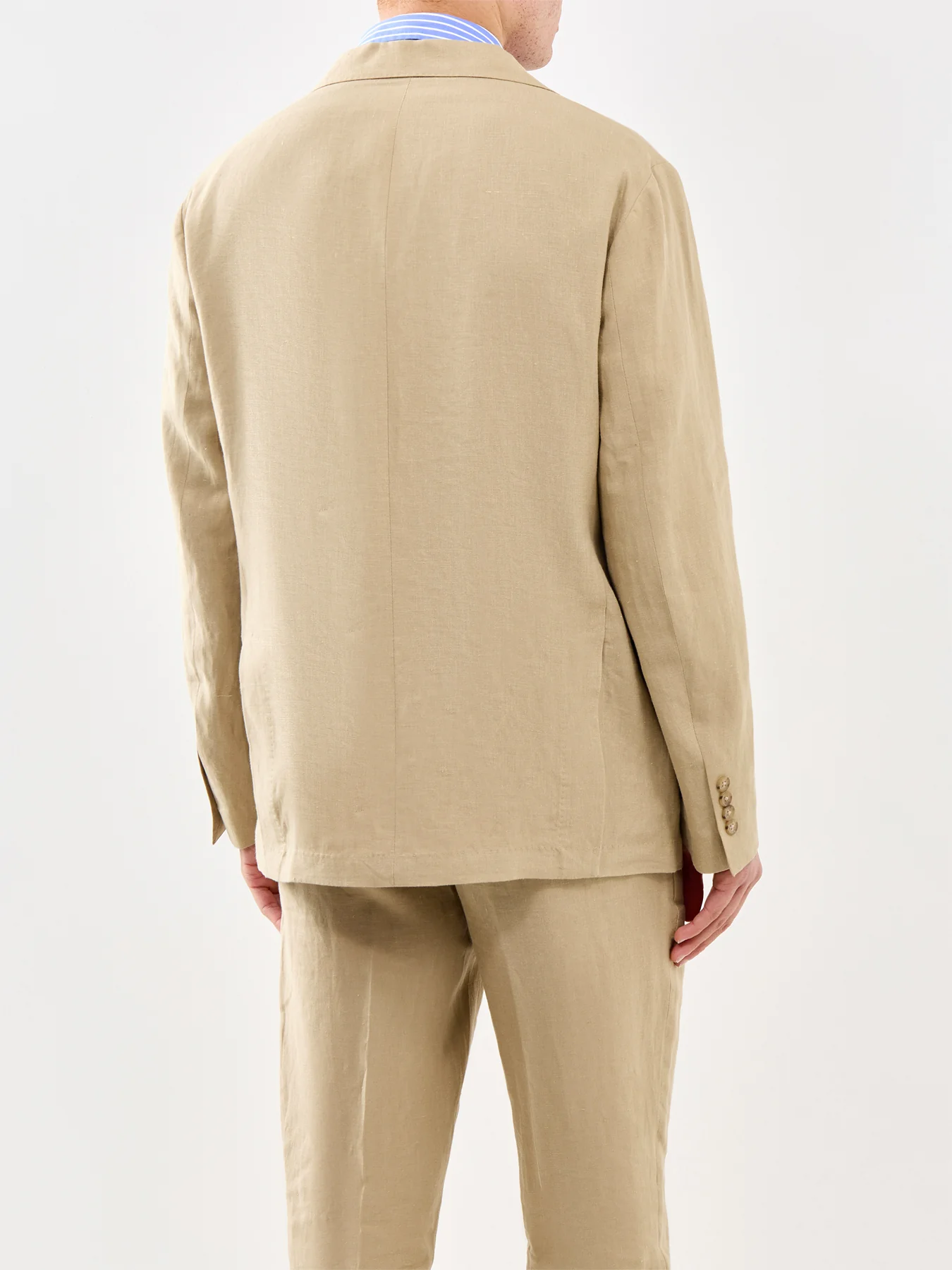 Linen Suit Jacket Beige - Image 4