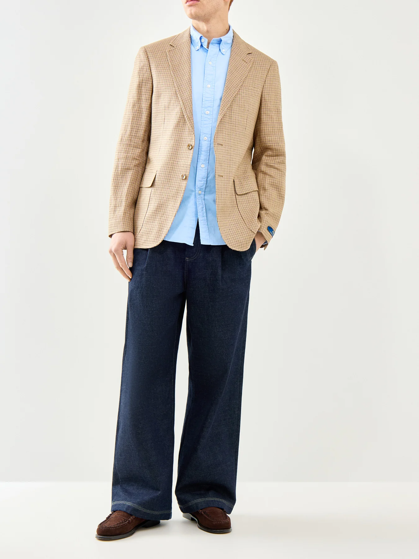 Guncheck Linen Blazer Beige - Image 2