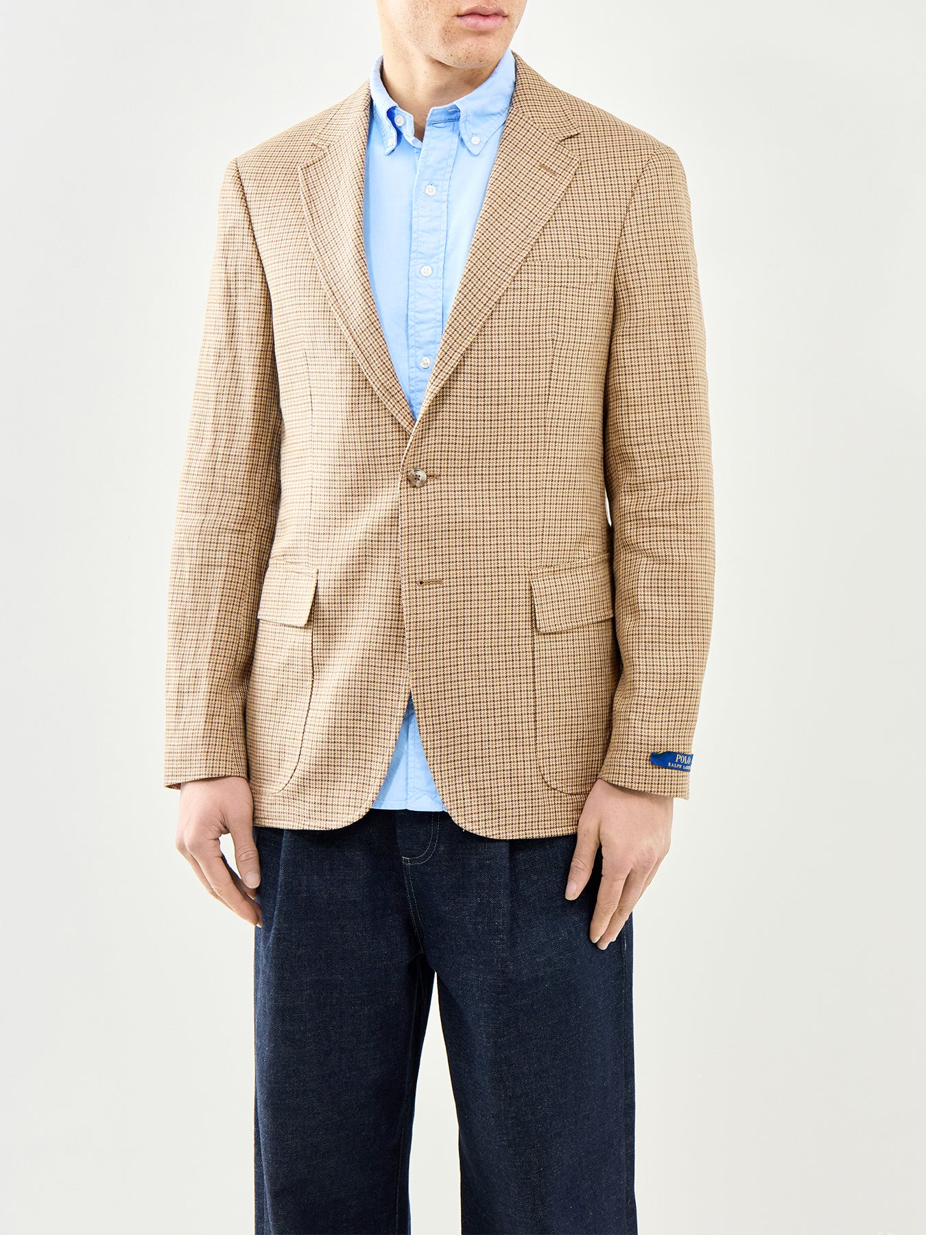 Guncheck Linen Blazer Beige - Image 4