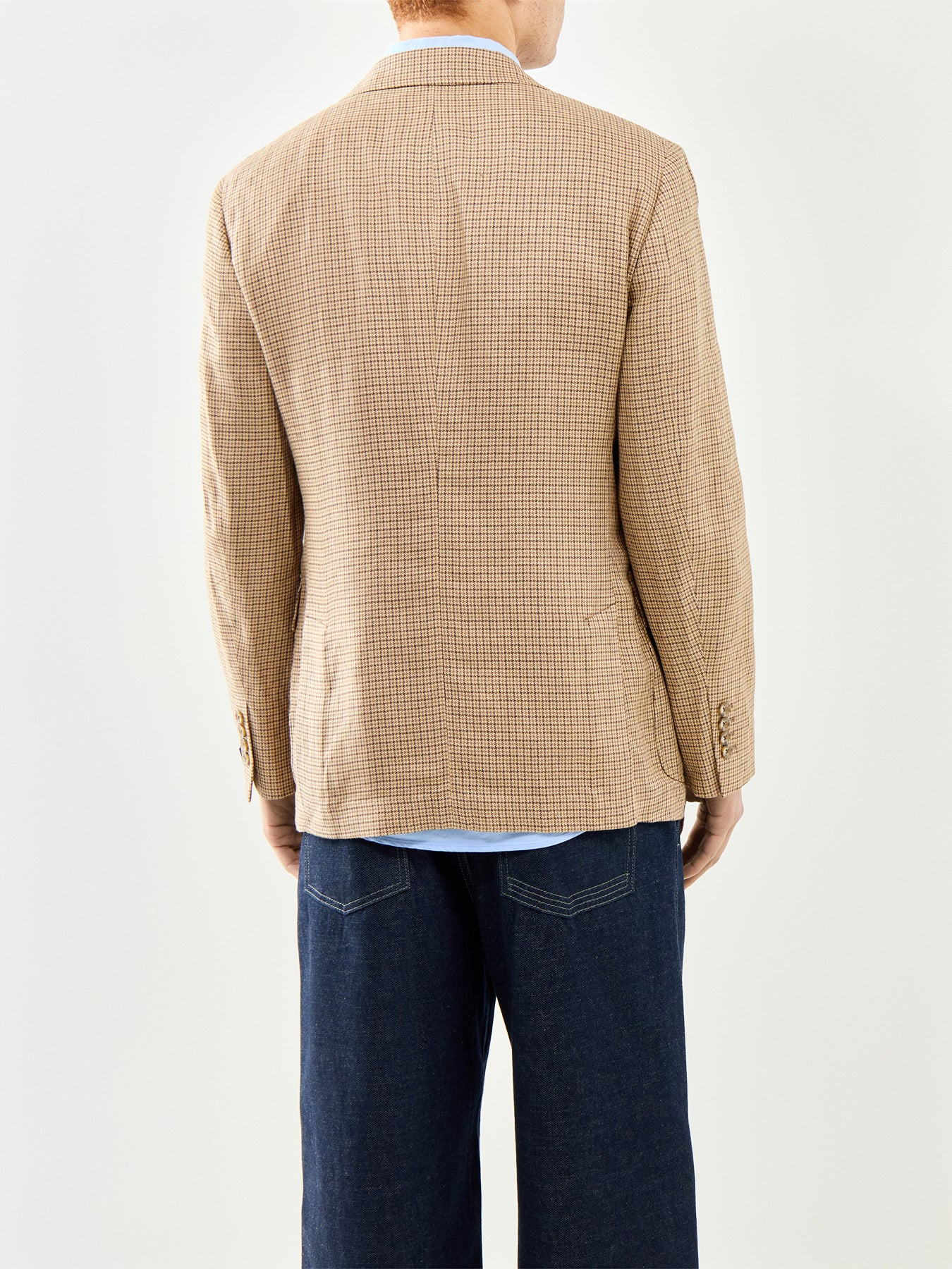 Guncheck Linen Blazer Beige - Image 5