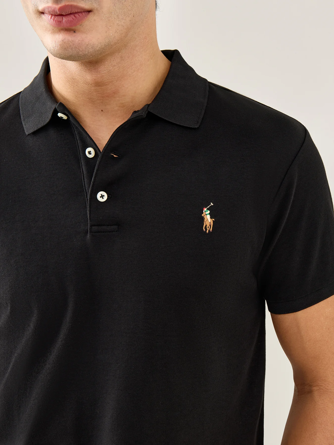 Pima Plain Polo Top Black - Image 3