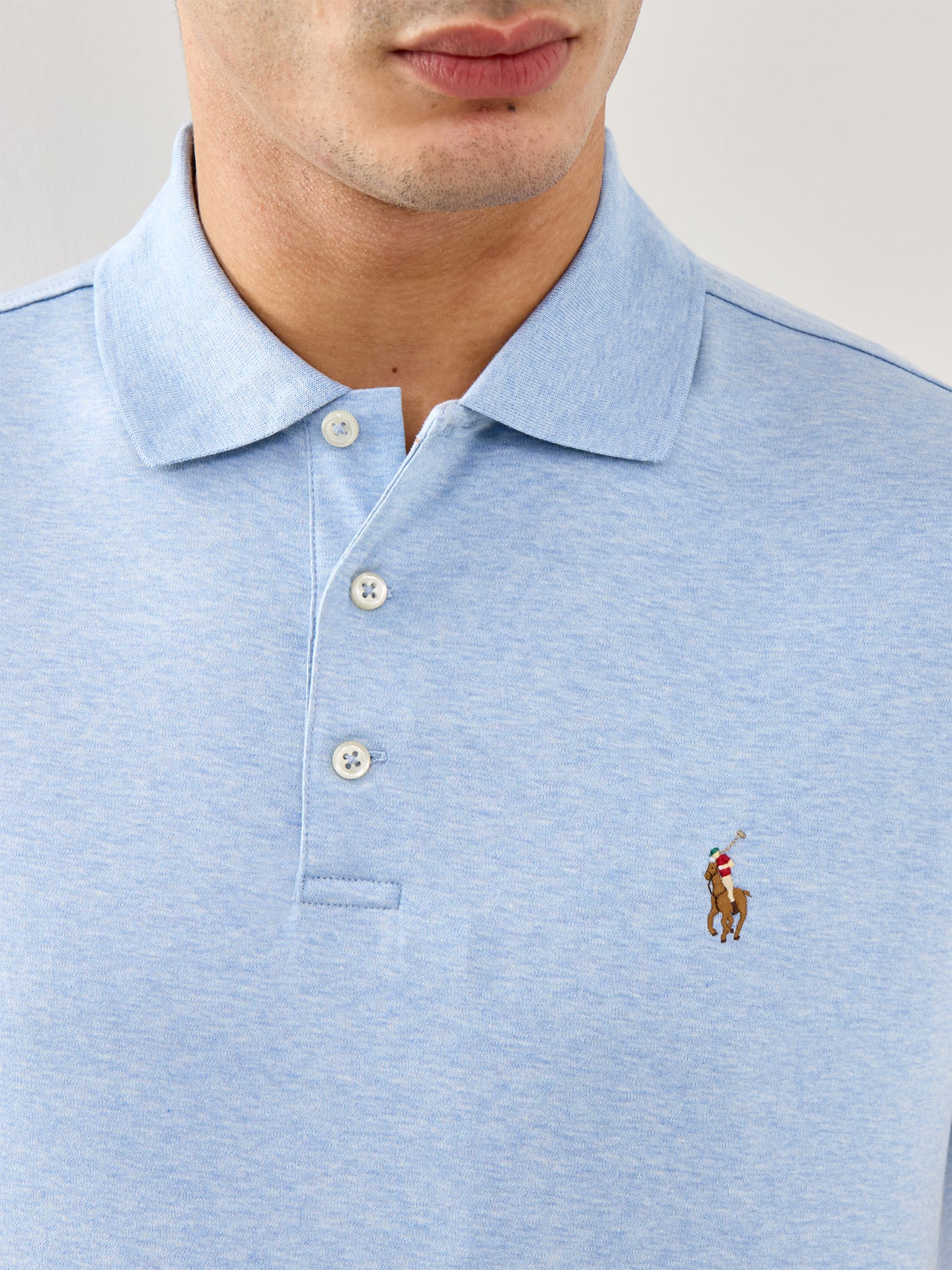 Pima Polo Shirt Blue - Image 3