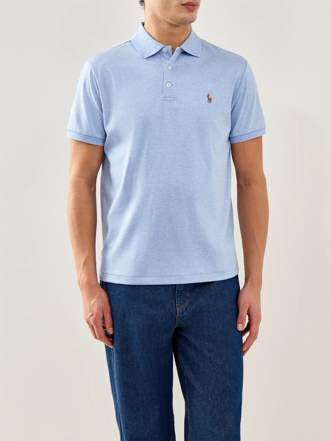 Pima Polo Shirt Blue - Image 4