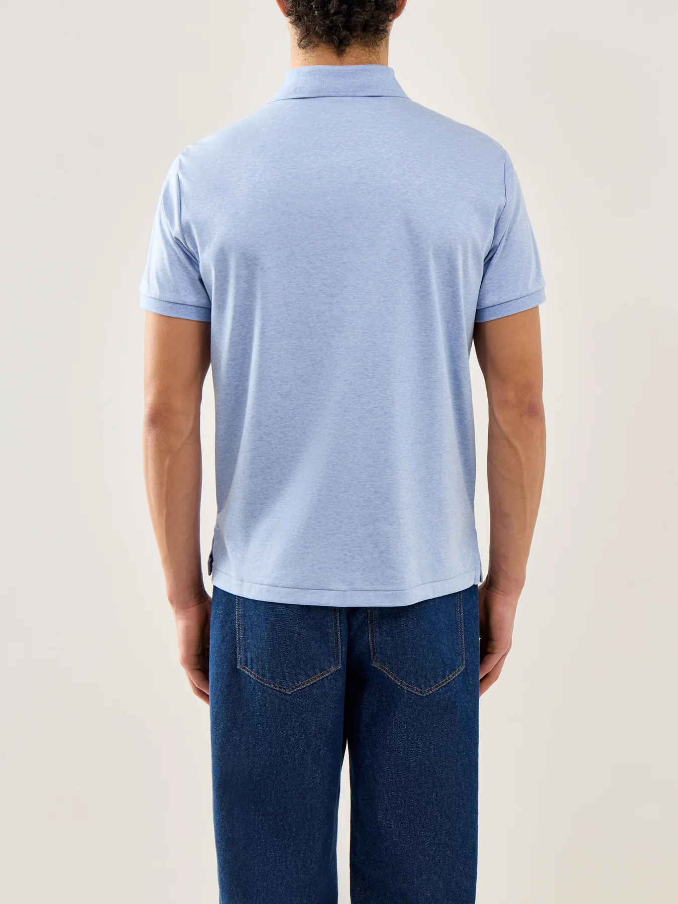 Pima Polo Shirt Blue - Image 5