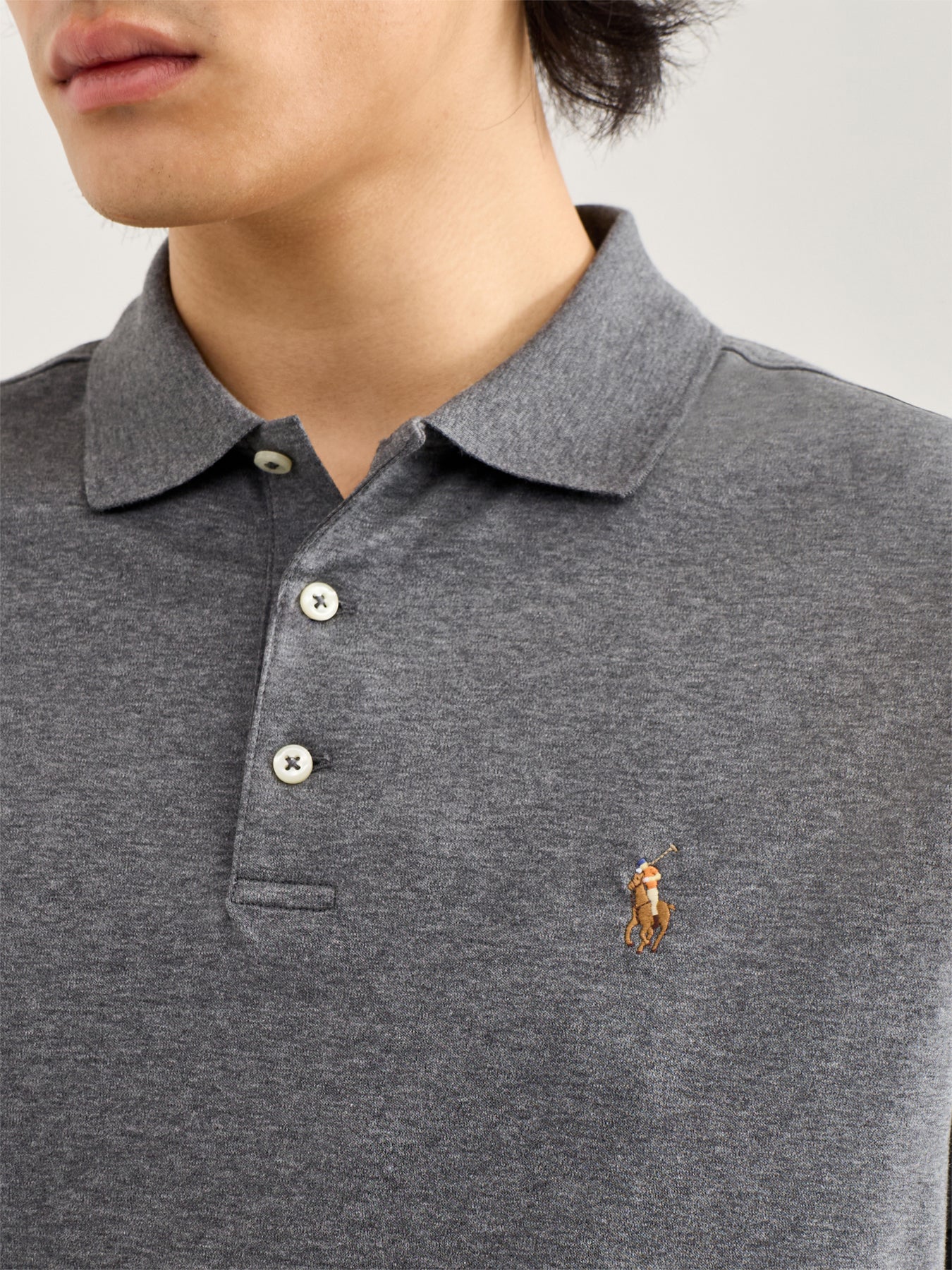Pima Cotton Polo Top Grey - Image 3