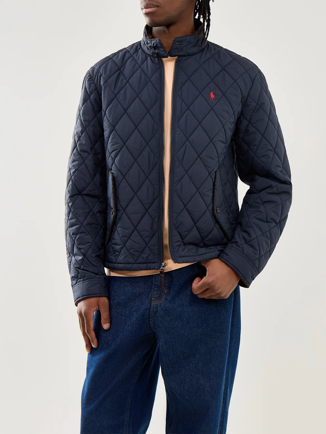 Quilted Windbreaker Jacket College Navy - Image 4