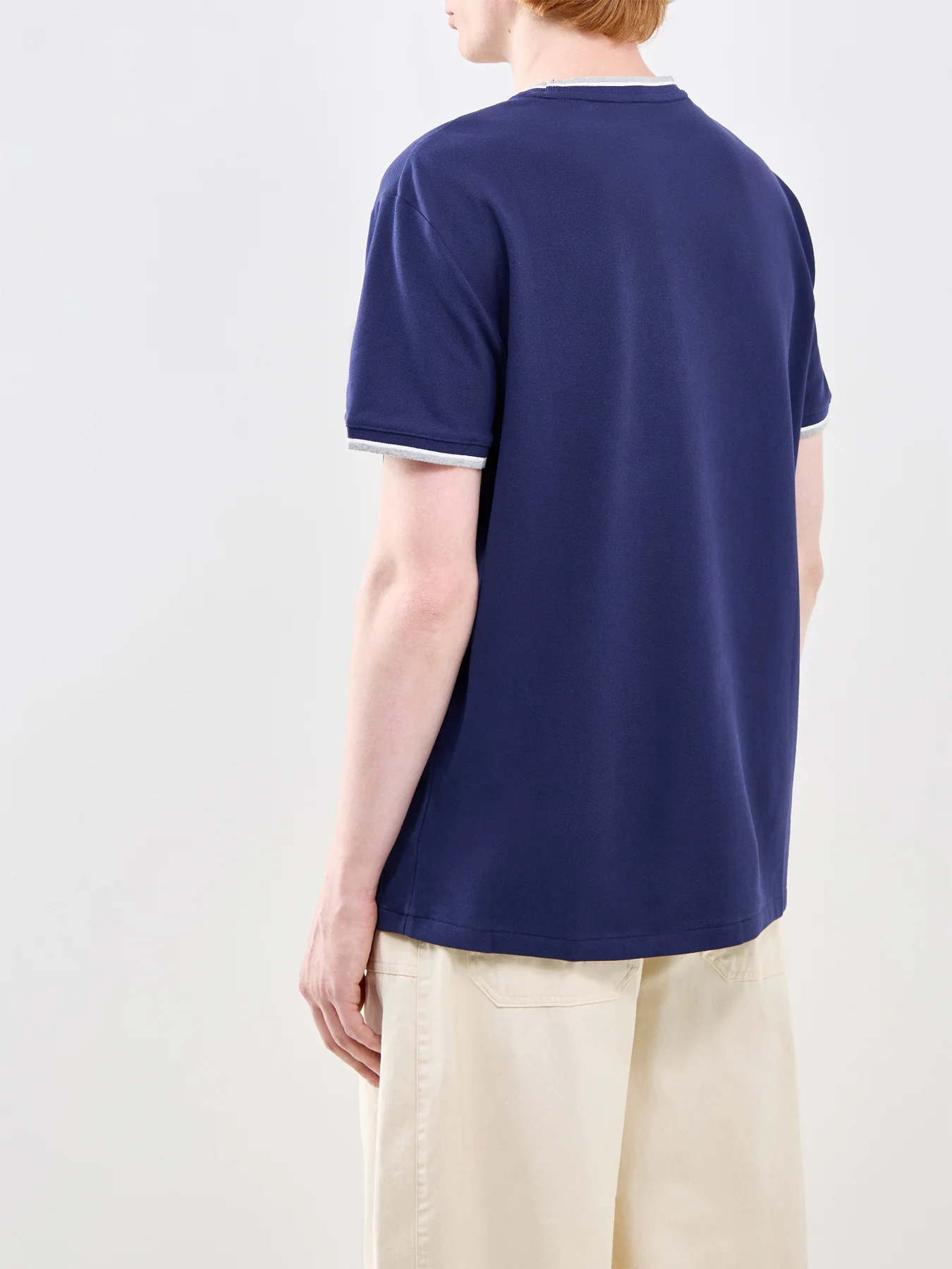Ringer Pique T-Shirt Navy - Image 5