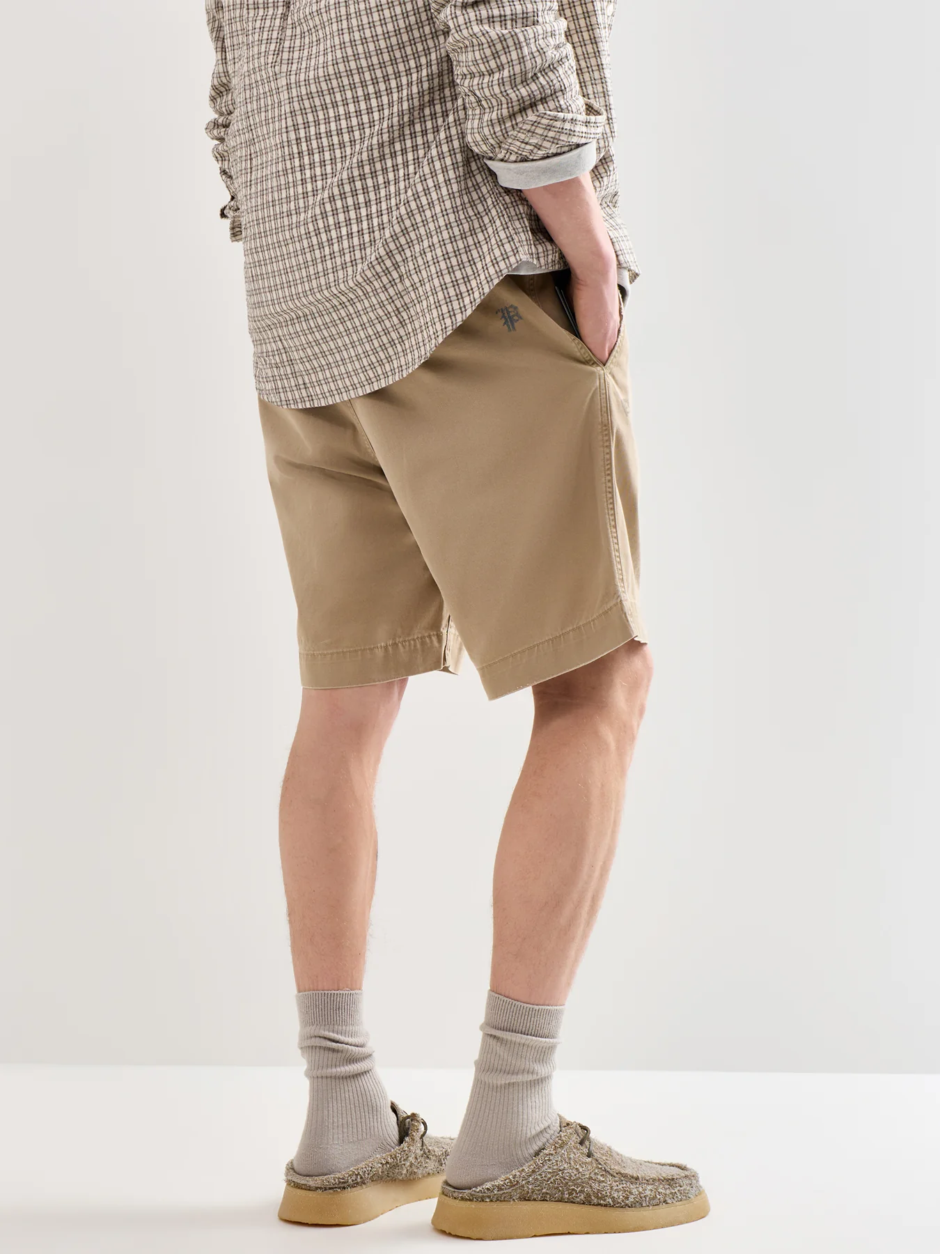 Print Twill Shorts Beige - Image 5
