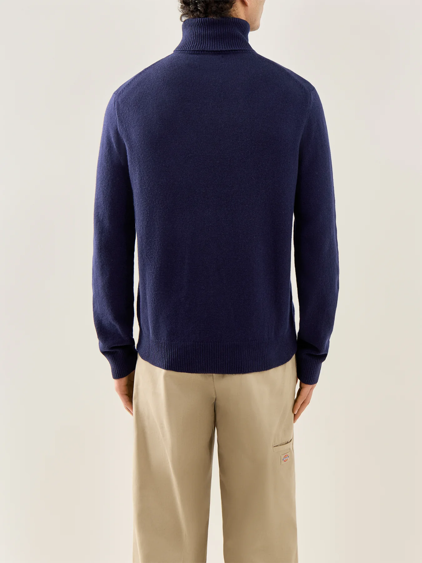 Roll Neck Cotton Wool Knit Navy - Image 5