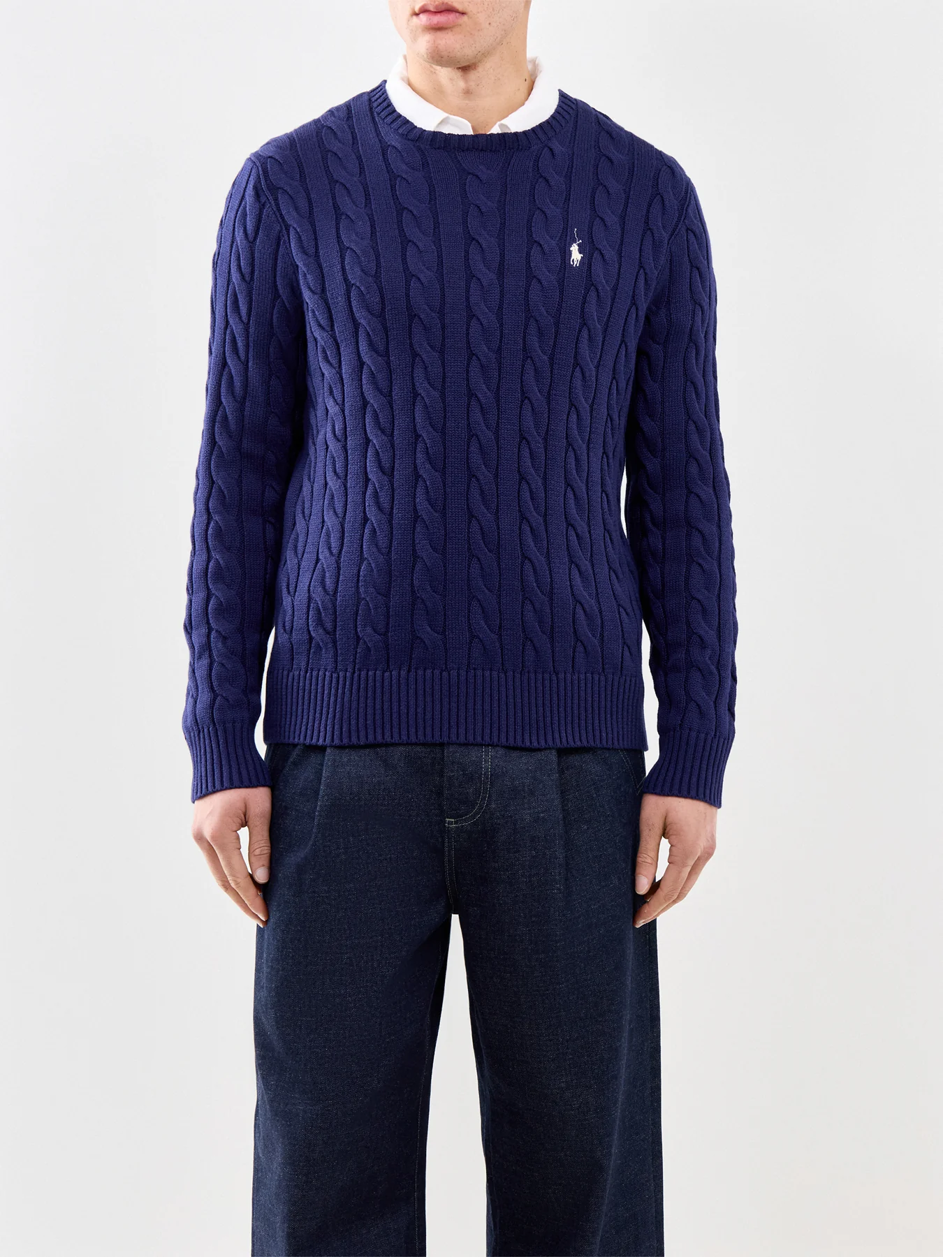 Cable Knit Jumper Navy - Image 4