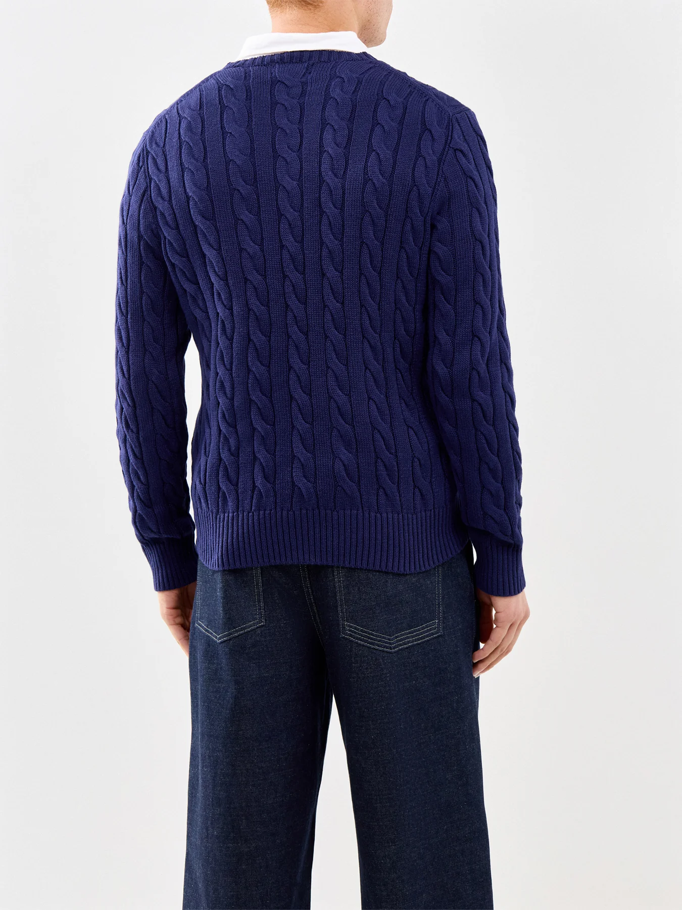 Cable Knit Jumper Navy - Image 5