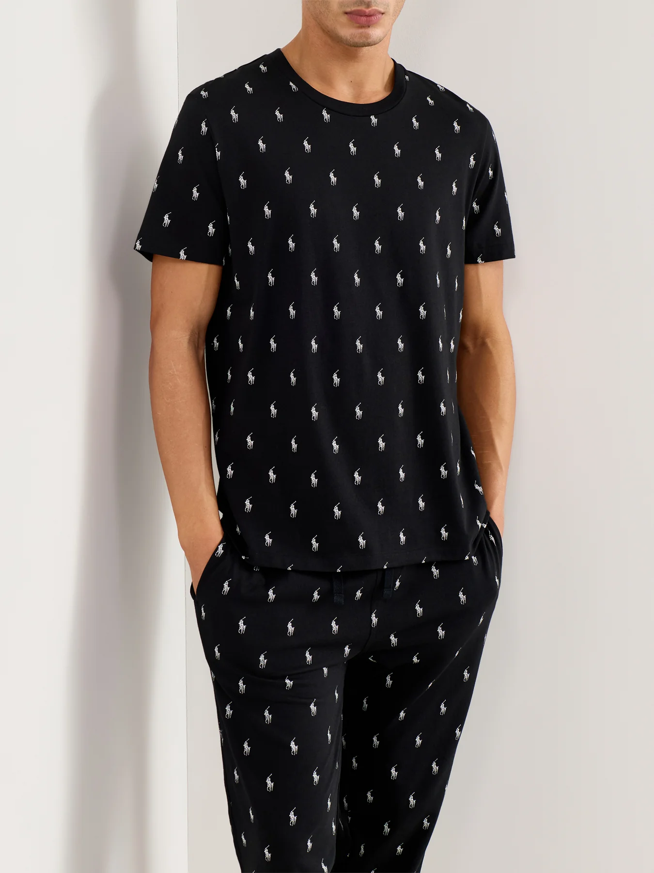 Short Sleeve Crew Sleep Top Black - Image 2