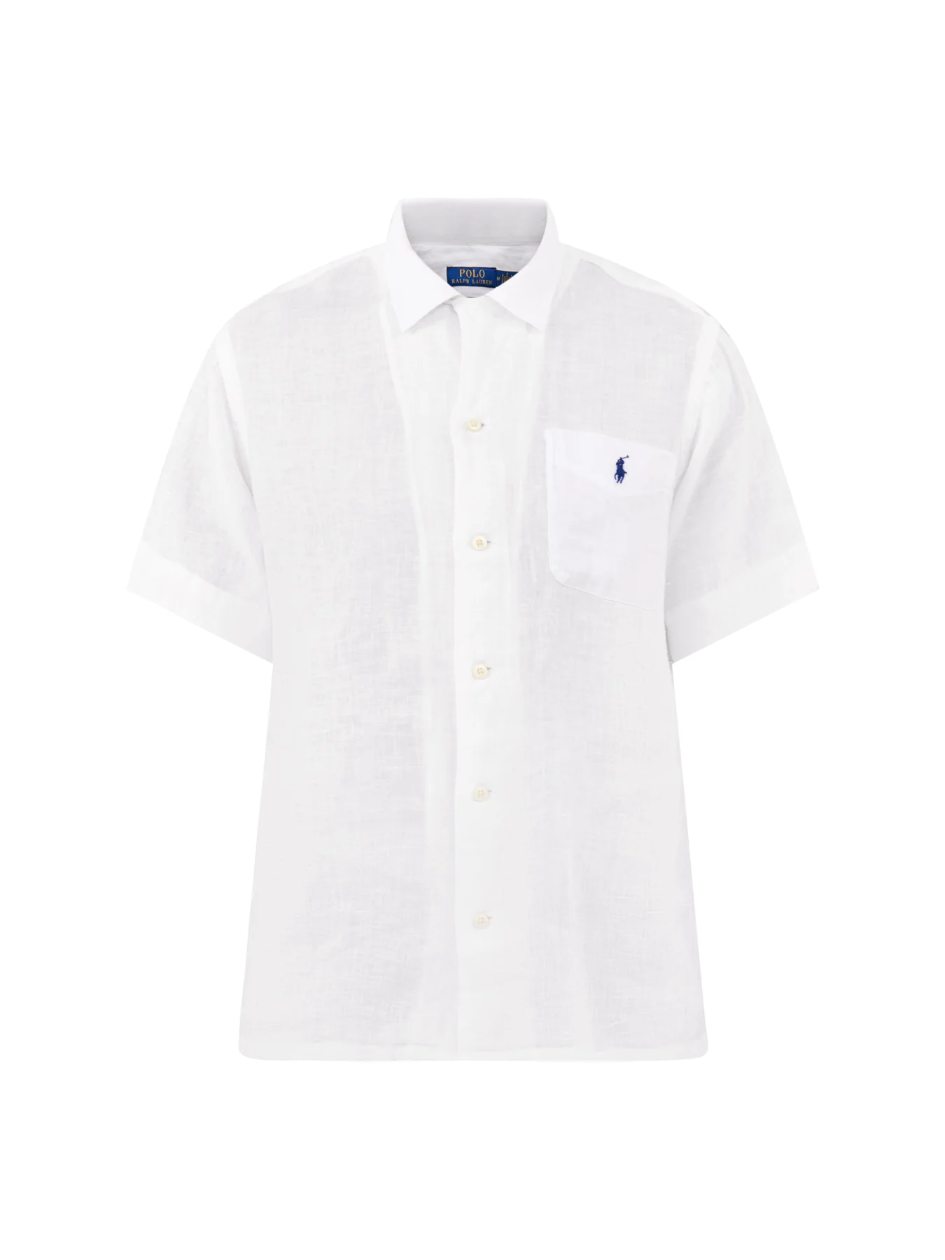 Open Collar Linen Shirt White