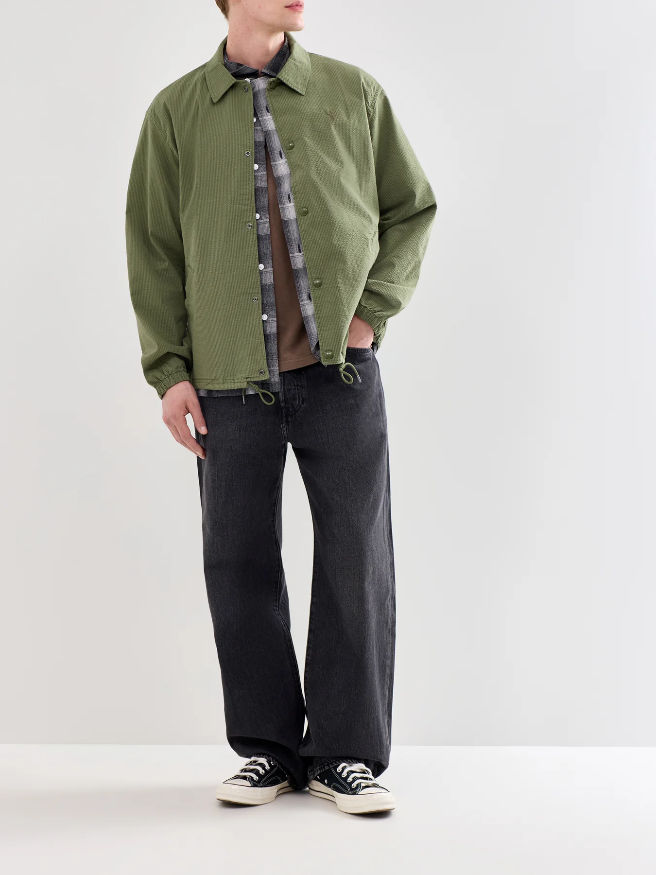 Seersucker Coach Jacket Olive - Image 2