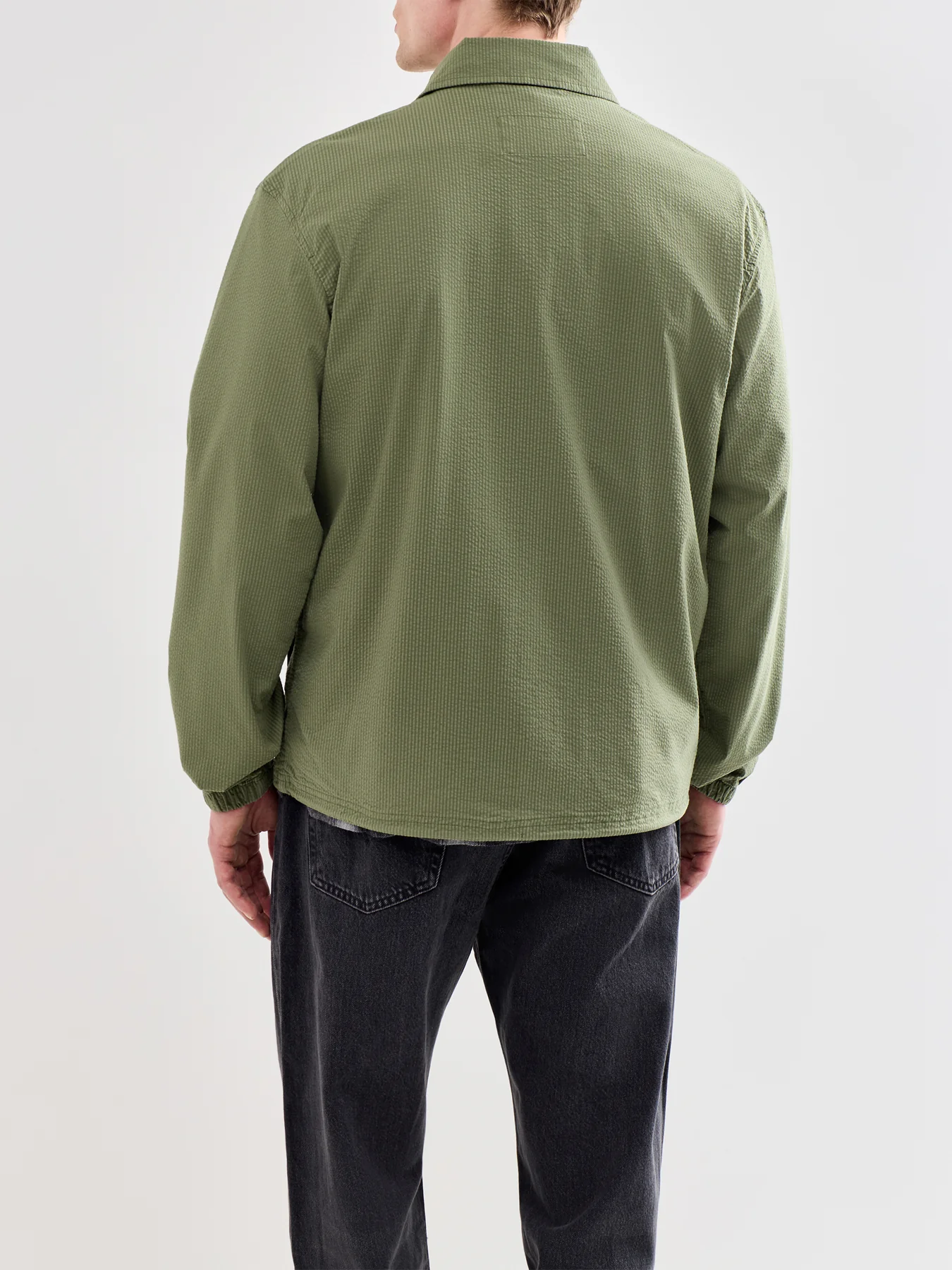 Seersucker Coach Jacket Olive - Image 5