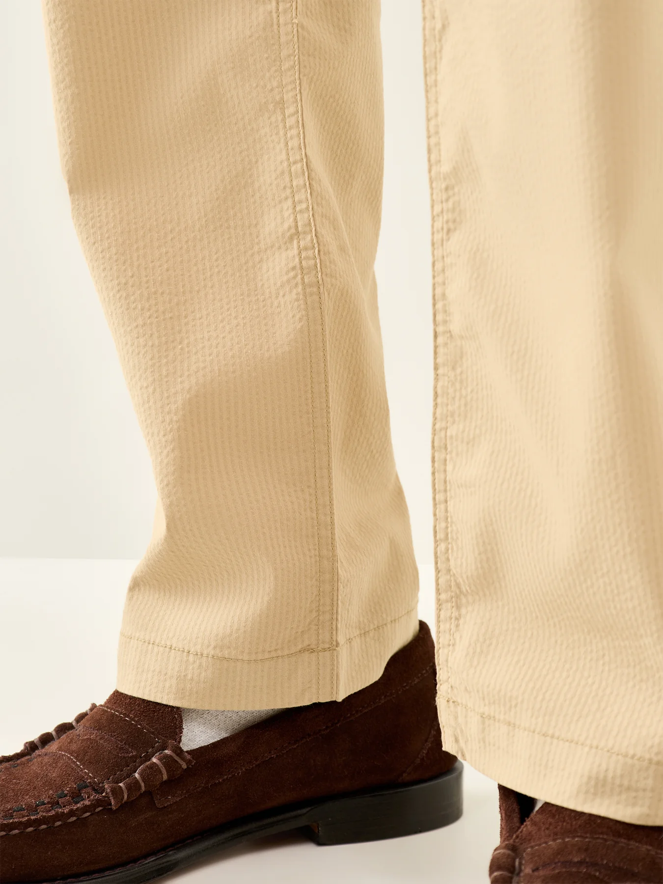 Seersucker Drawstring Trousers Beige - Image 3
