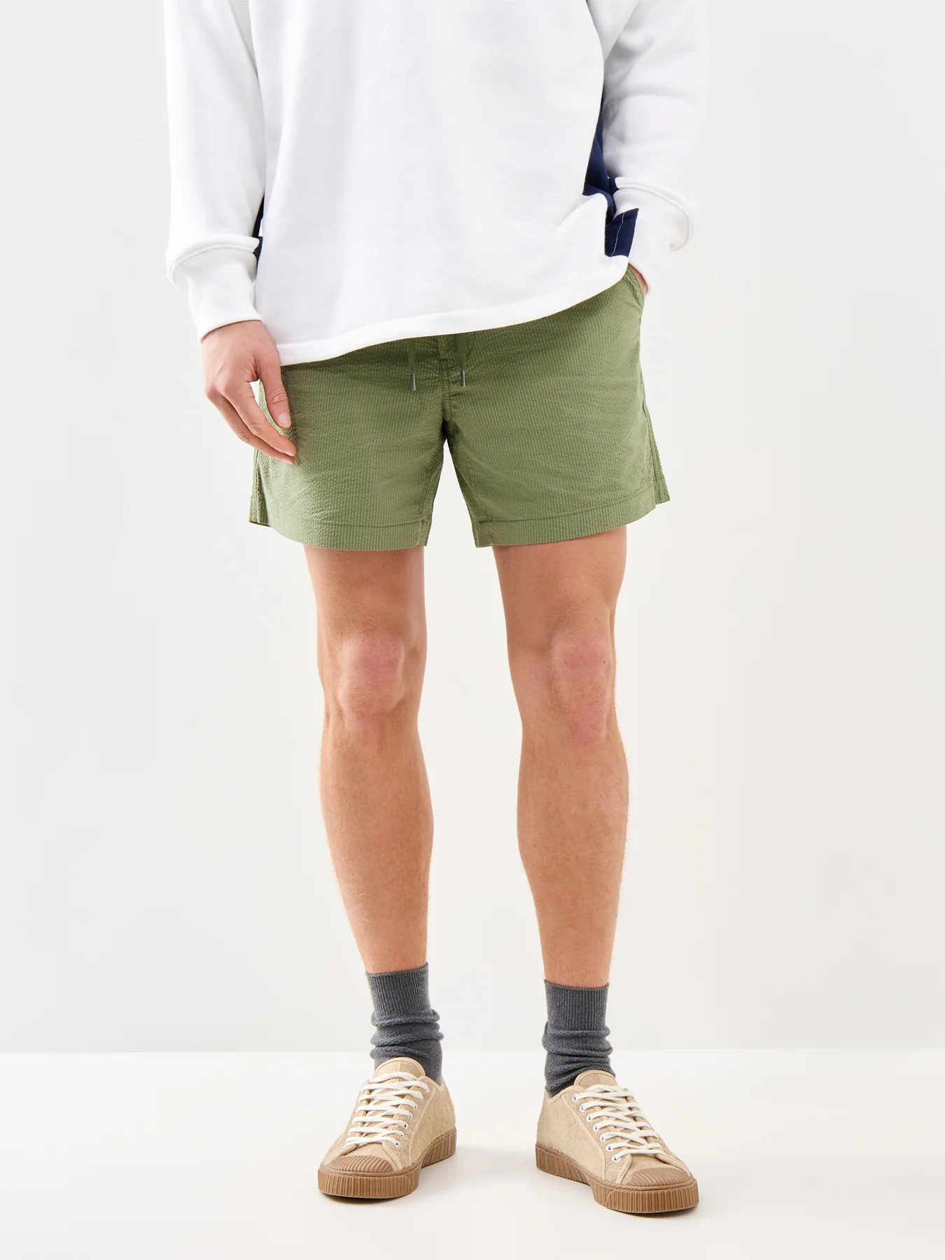 Seersucker Shorts Olive - Image 4