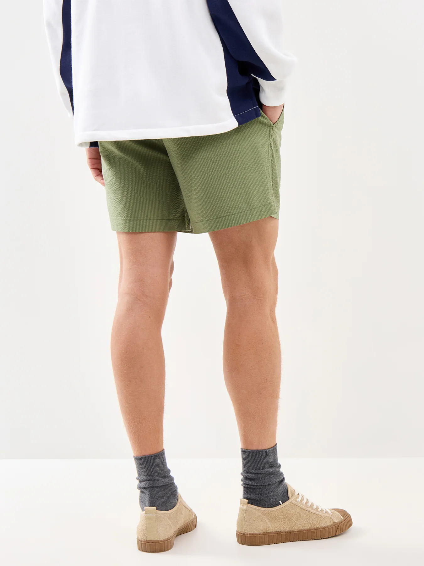 Seersucker Shorts Olive - Image 5