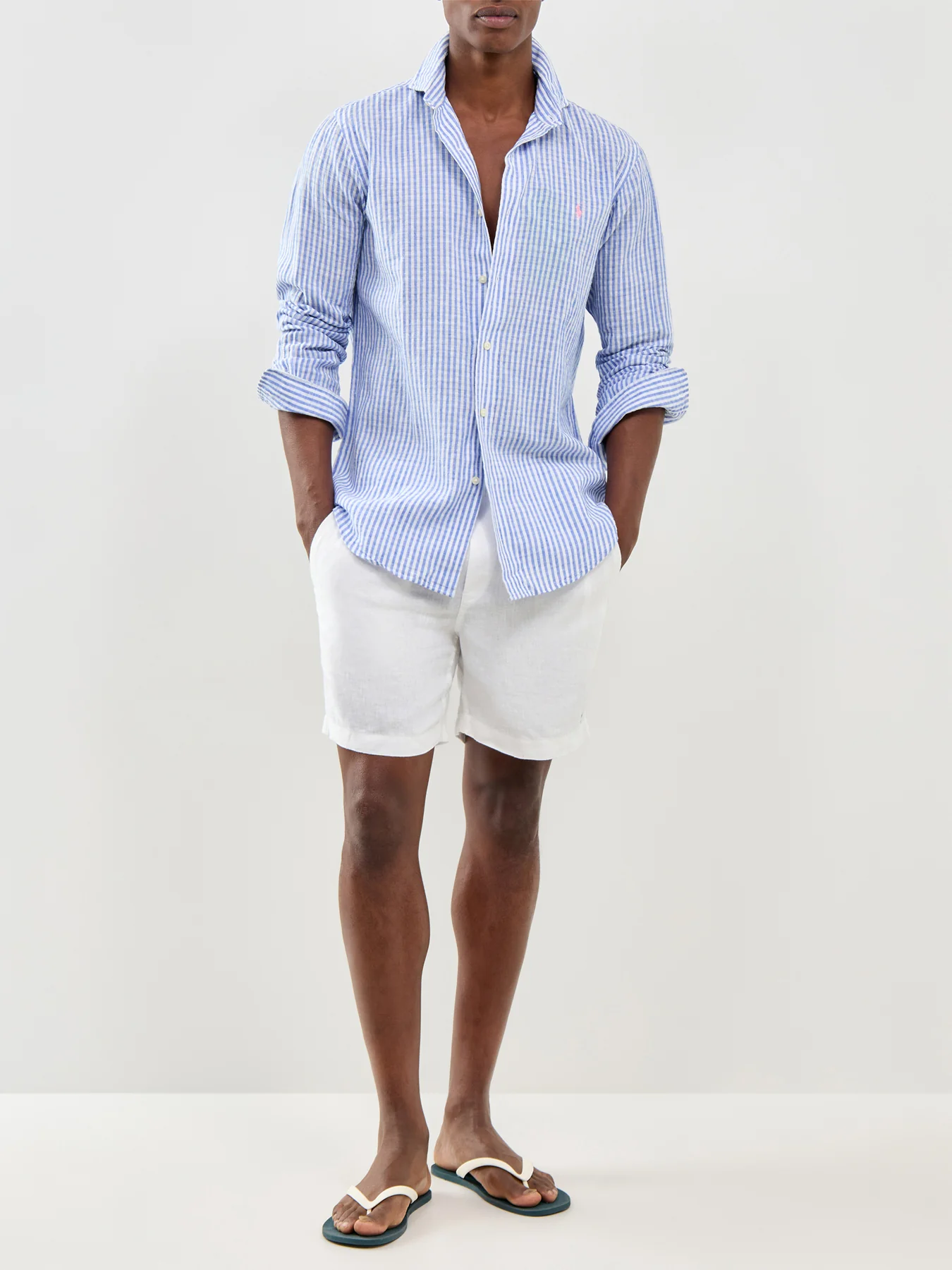 Seersucker Stripe Linen Shirt Blue - Image 2