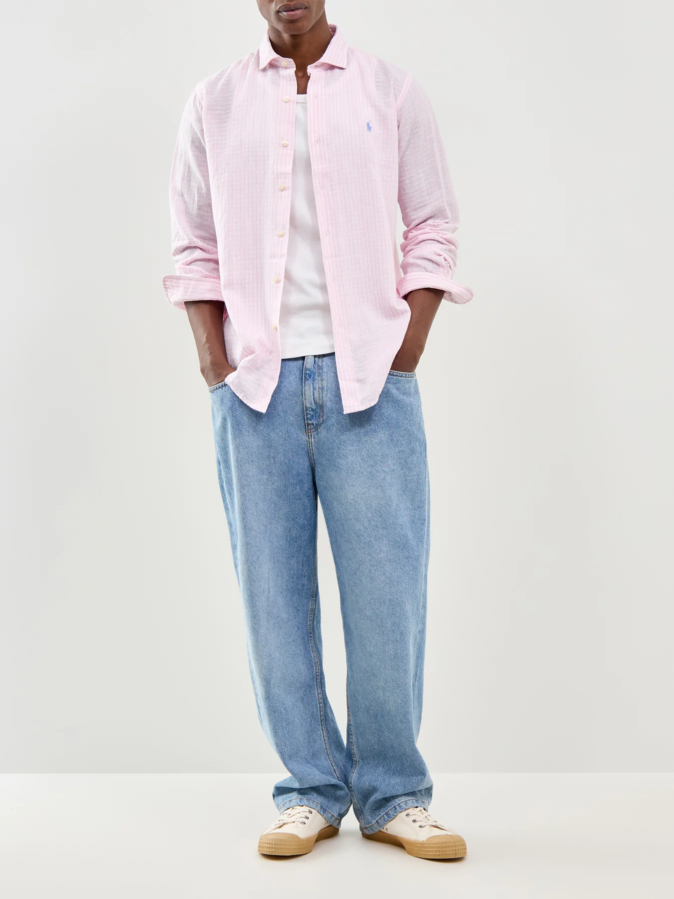 Seersucker Stripe Linen Shirt Pink - Image 2