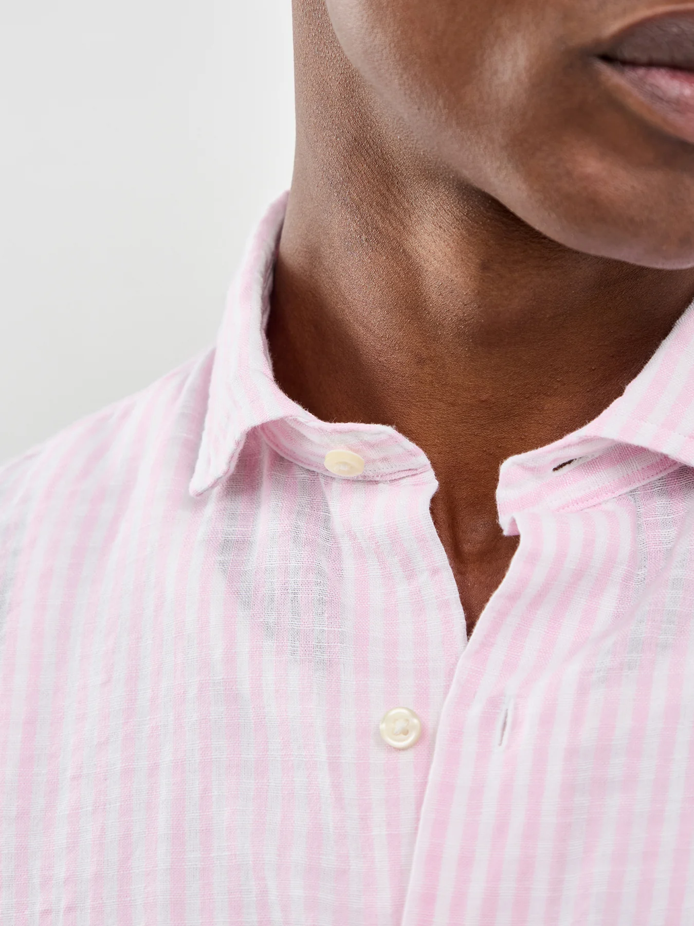 Seersucker Stripe Linen Shirt Pink - Image 3