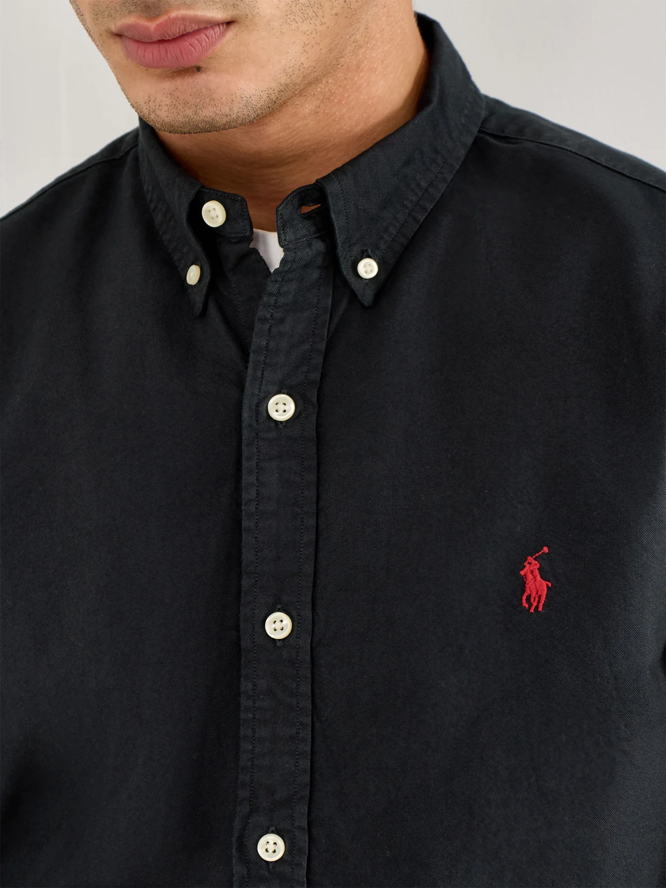 Slim Fit Oxford Shirt Black - Image 3