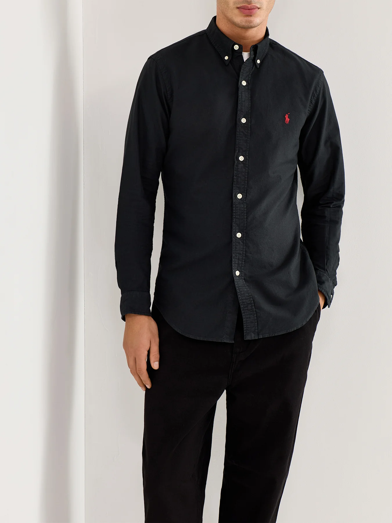 Slim Fit Oxford Shirt Black - Image 4