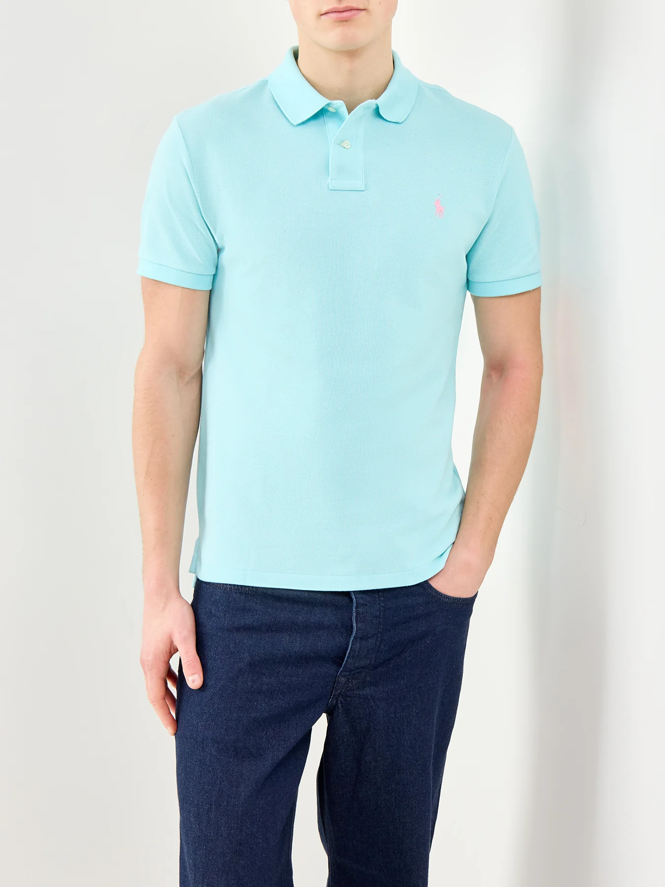 Classic Cotton Polo Shirt Blue - Image 4