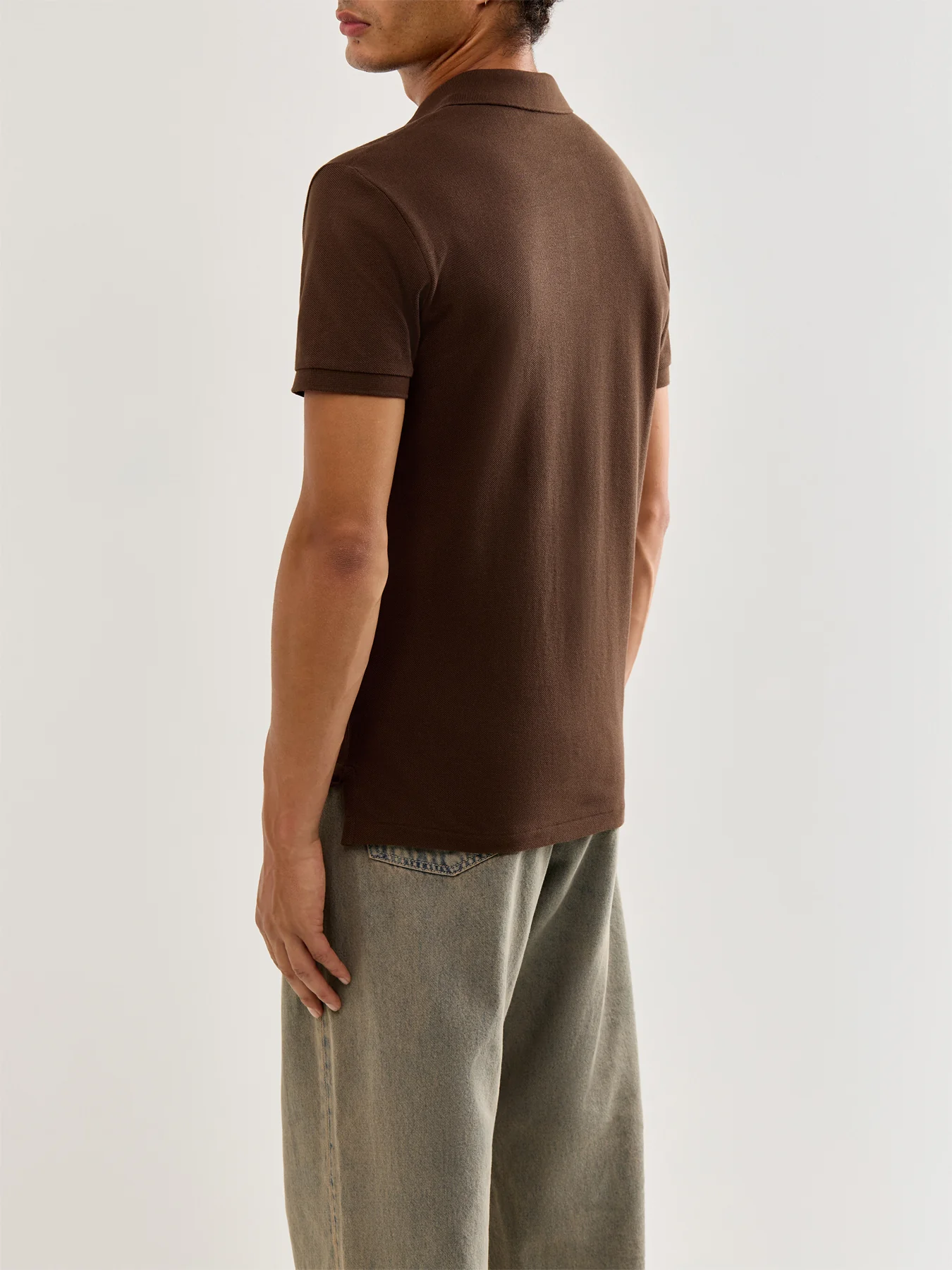 Slim Fit Cotton Polo Top Brown - Image 5